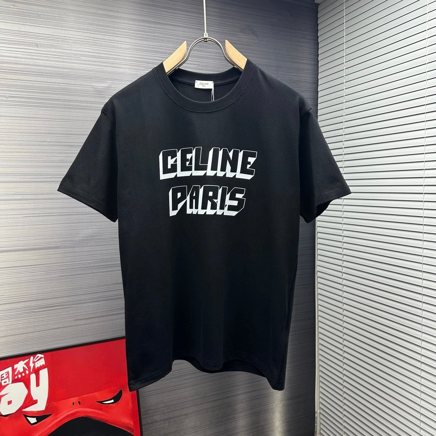 Celine T-shirt Chest Letter Print logo round Neck Short Sleeve25ss New Pure Cotton Unisex Style T Casual T-Shirt Base Layer Shirt OS Loose Fit Half Sleeve Top Plus Size