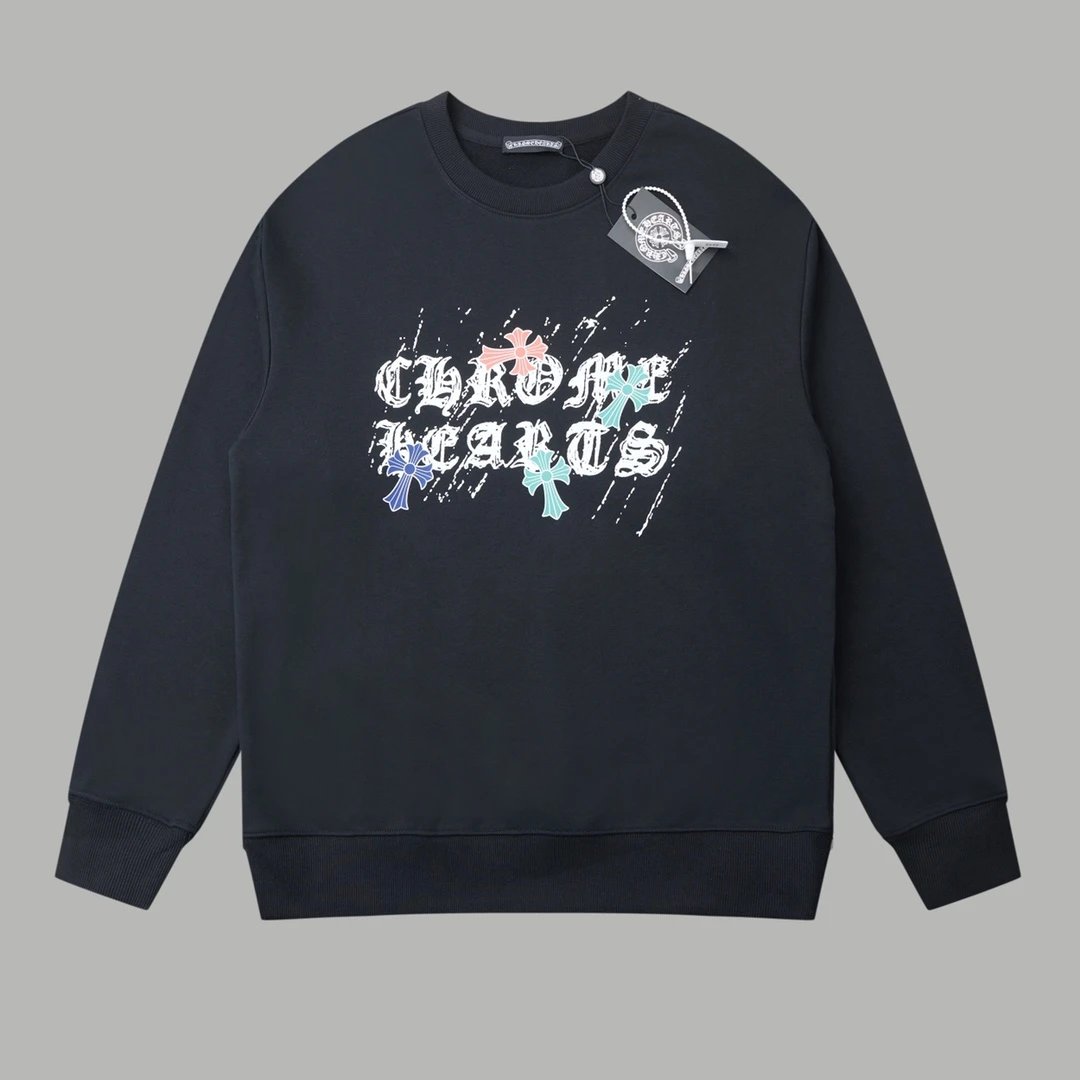 Chrome Hearts Hoodie Graffiti Hand-drawn Letter Print Pullover Crewneck Sweatshirt Pure Cotton Terry Sportswear Os Unisex Fit Top24ss Autumn and Winter New Products