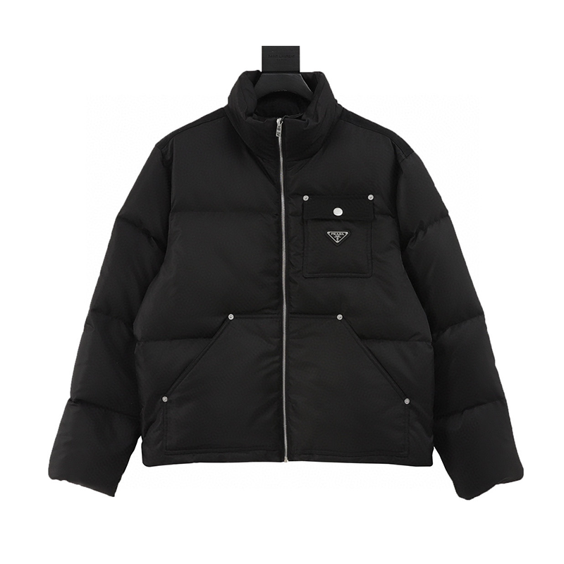 PRADA Down jacket Nylon Logo Flip Pocket Stand-up Collar down Jacket Men and Women Same Style