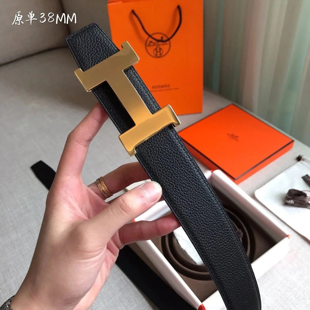 Hermes Belt Top version Belt Men's Leather Belt H Buckle Classic Business Casual Belt High-End Quality