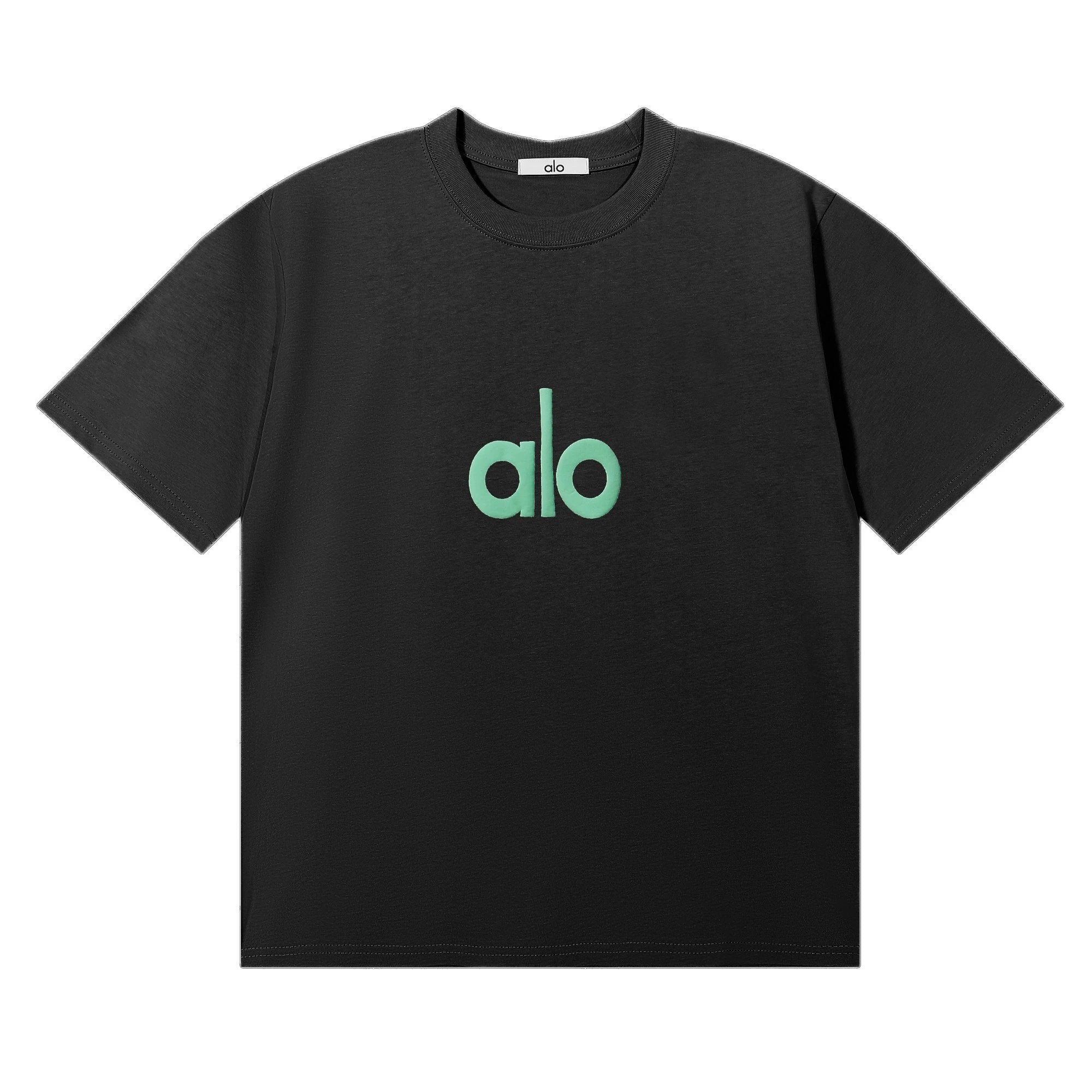 Alo Yoga T-shirt Chest Letter Print logo round Neck Short Sleeve25ss New Pure Cotton Unisex Style T Casual T-Shirt Base Layer Shirt OS Loose Fit Half Sleeve Top Plus Size