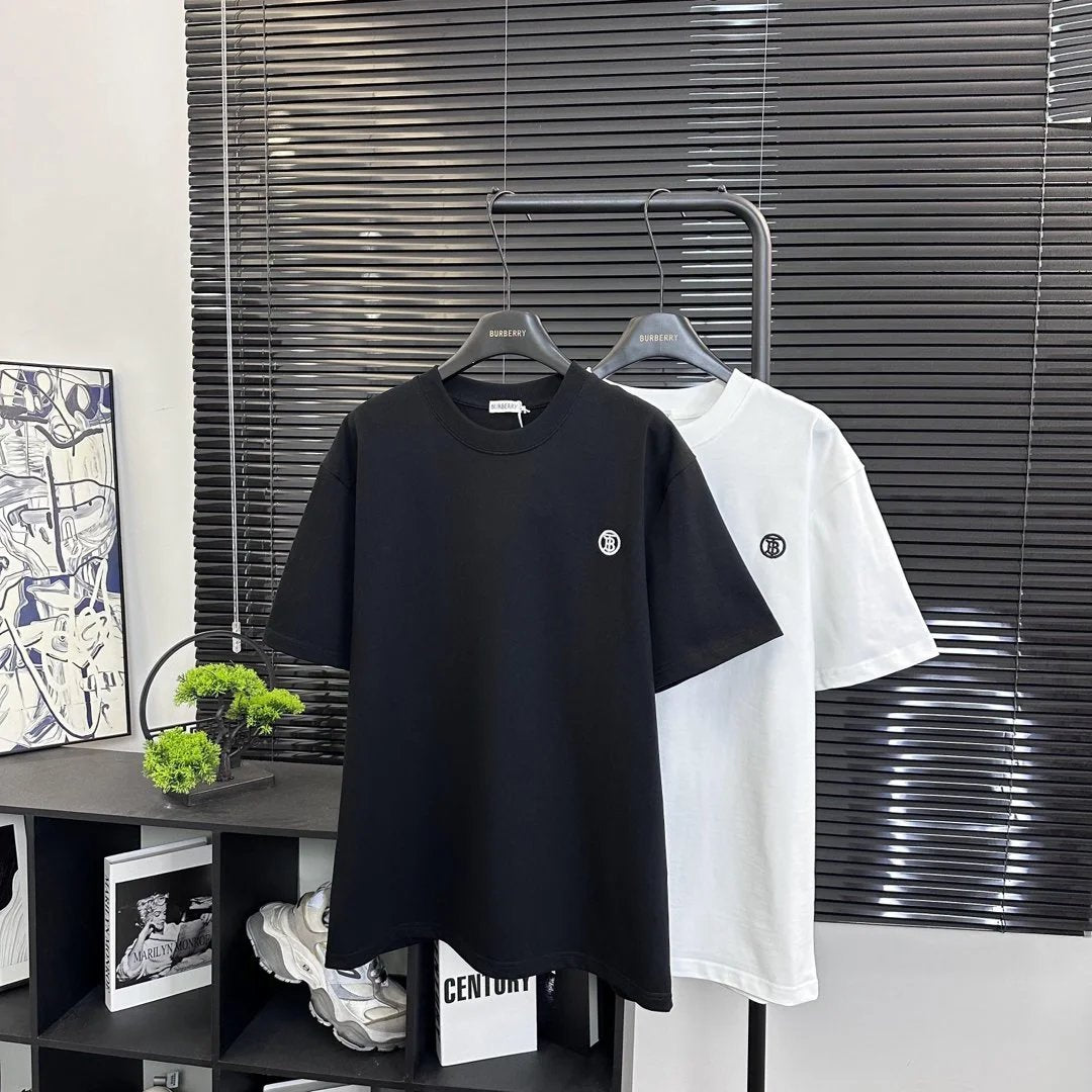 Burberry T-shirt Chest TB Embroidery logo round Neck Short Sleeve25ss New Pure Cotton Unisex Style T T-shirt OS Loose Fit Base Shirt Top Half Sleeve T-Shirt