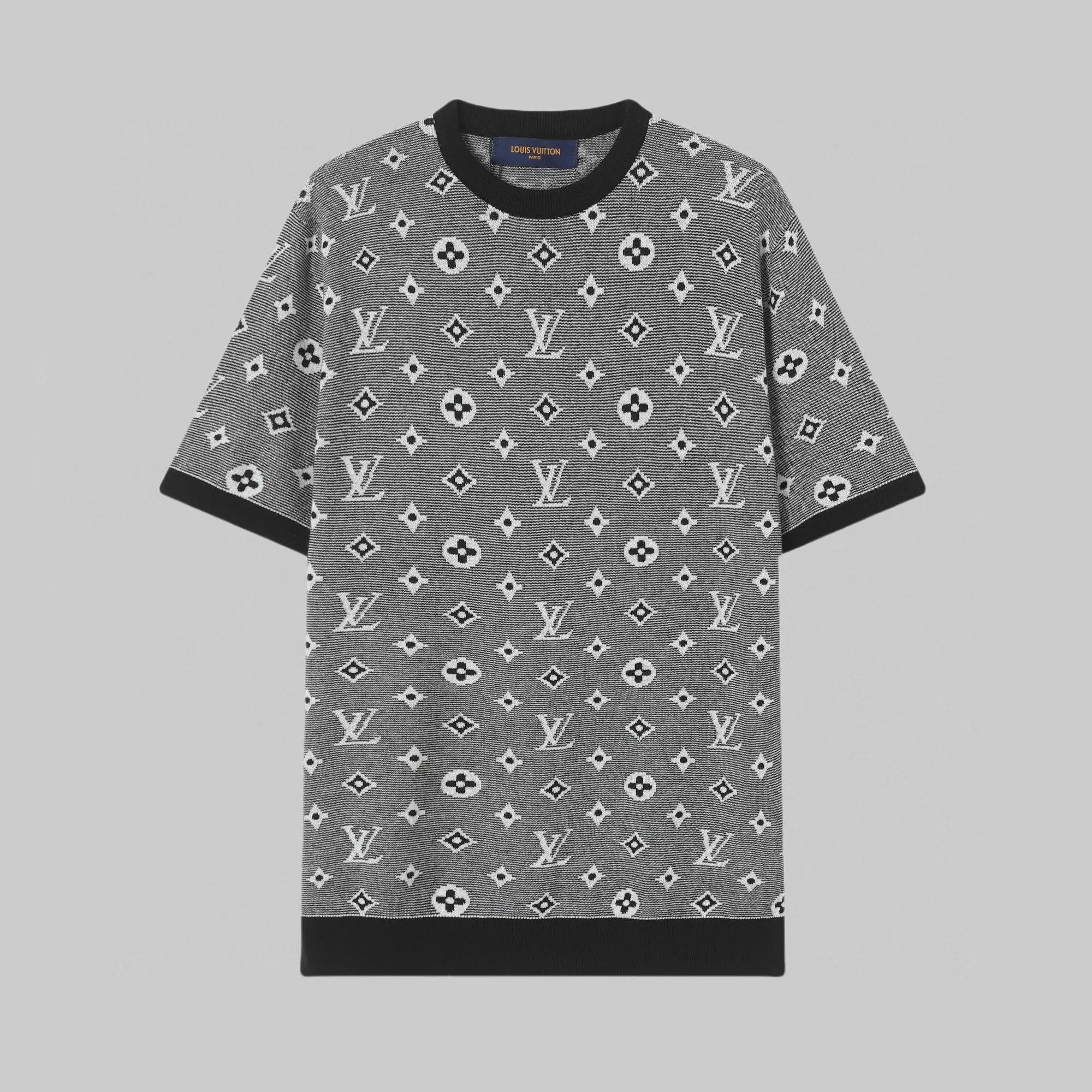 Louis Vuitton LV T-shirt Full Letter Print Jacquard logo round Neck Short Sleeve25ss New Pure Cotton Unisex Style T Casual T-Shirt Base Layer Shirt OS Loose Fit Half Sleeve Top Plus Size