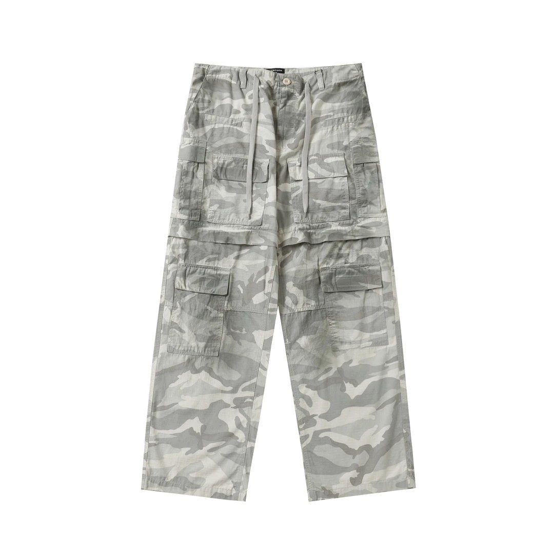 Balenciaga Sweatpants Heavy Craft Special Plaid Print Fabric Workwear Multi-Pocket Long Pants Washed Pure Handmade Hand-Painted Loose Fit Unisex