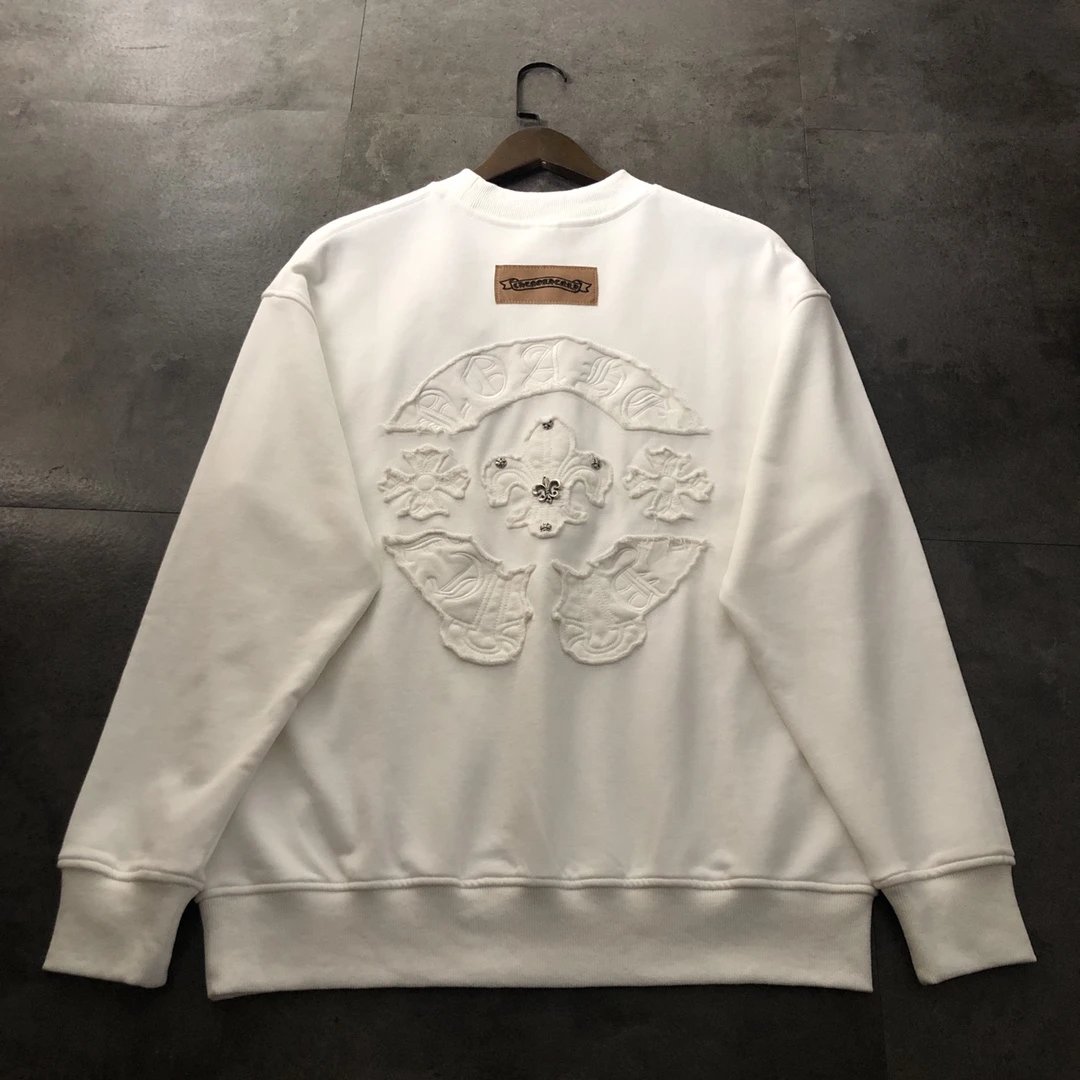 Chrome Hearts Hoodie Horseshoe Embroidered Studded Crewneck Sweatshirt Long Sleeve Base Shirt Outerwear Trendy Unisex Sports Casual Loose Fit Versatile Autumn Winter New Arrival