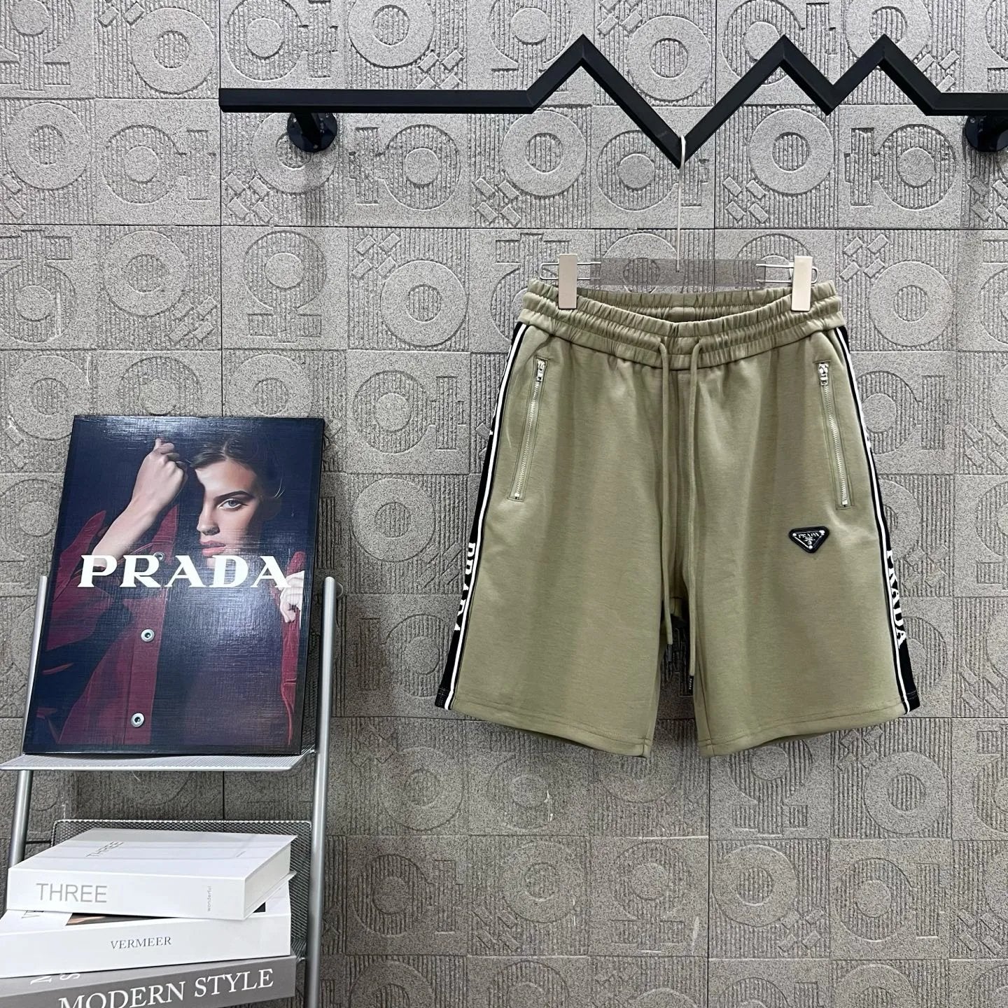 PRADA Shorts Jacquard Letter Ribbon logo Five-point Shorts25ss New Drawstring Casual Pants for Men and Women, Summer Style5Two-in-One Casual Sweatpants Pure Cotton Joggers