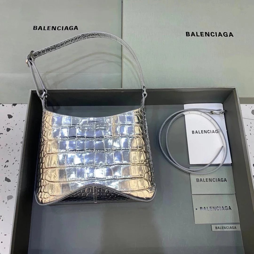 Balenciaga Bag Top version 【Level Surrogate Shopping】2022Spring and Summer New gXXhobo Crocodile Pattern hobo Underarm Bag Shoulder Messenger Bag Women's Bag