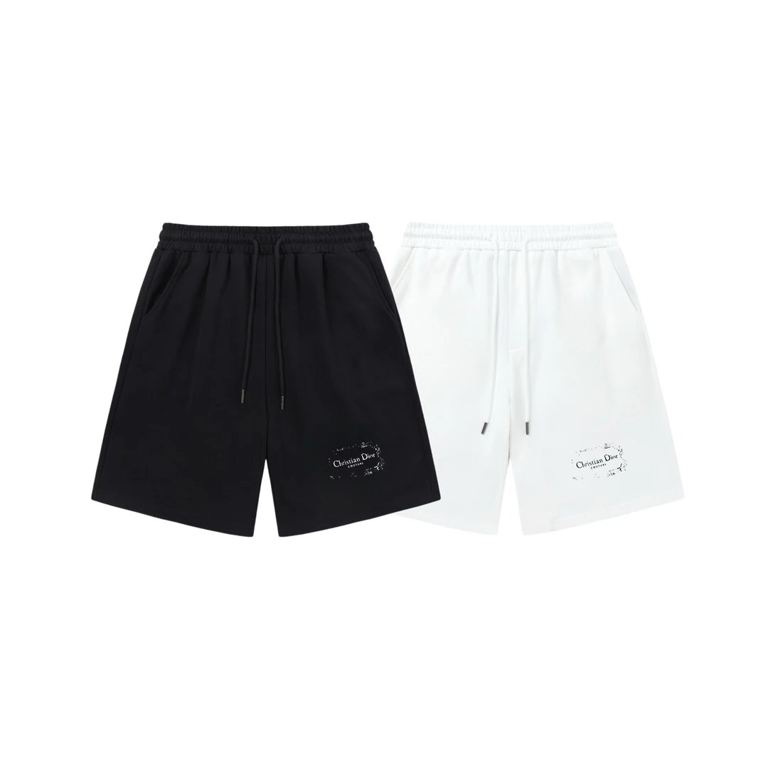 Dior shorts Previous version CD Letter Printing logo Five-point Shorts25ss New Drawstring Casual Summer Pants American Style5Two-in-One Casual Sweatpants for Men and Women, Pure Cotton Joggers