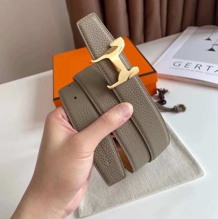 Hermes Belt Top version 【New products in stock】High Quality Genuine Leather Belt Business Casual Men and Women H Buckle Belt Double-Sided Available Pant Belt32mm