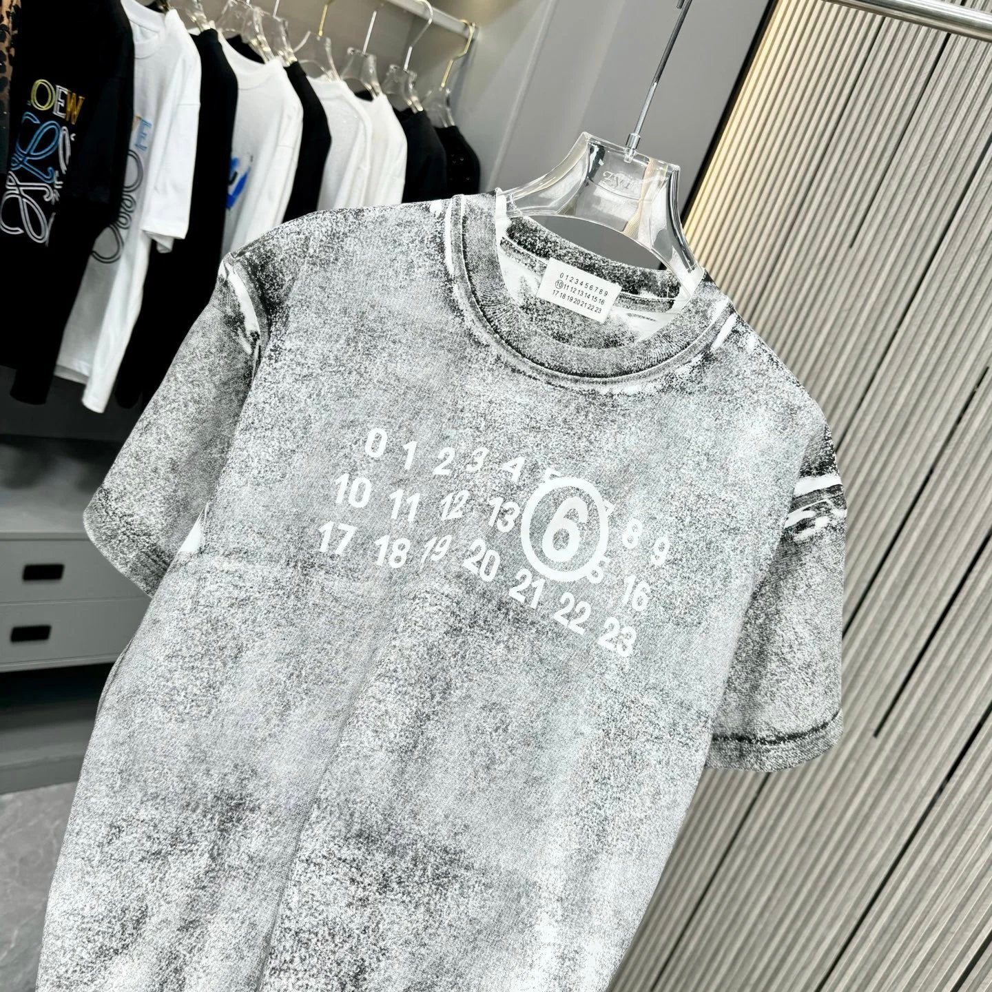 Maison Margiela T-shirt Chest Number Print logo Round Neck Short Sleeve Washed25ss New Pure Cotton Unisex Style T T-shirt OS Loose Fit Base Shirt Half Sleeve T-Shirt Top Half Sleeve