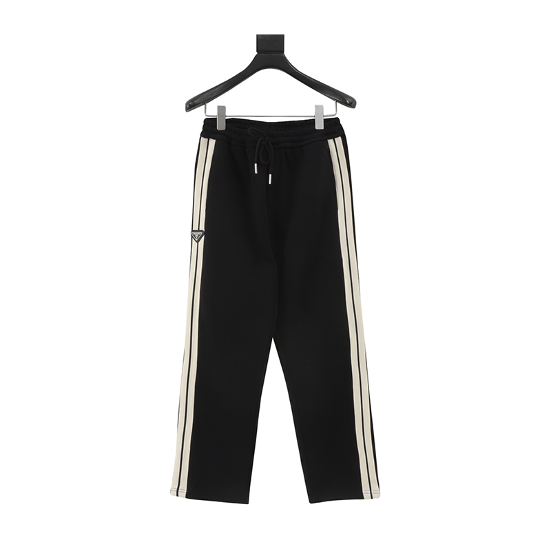 PRADA Sweatpants Triangle Mark Ribbon Trousers for Men and Women