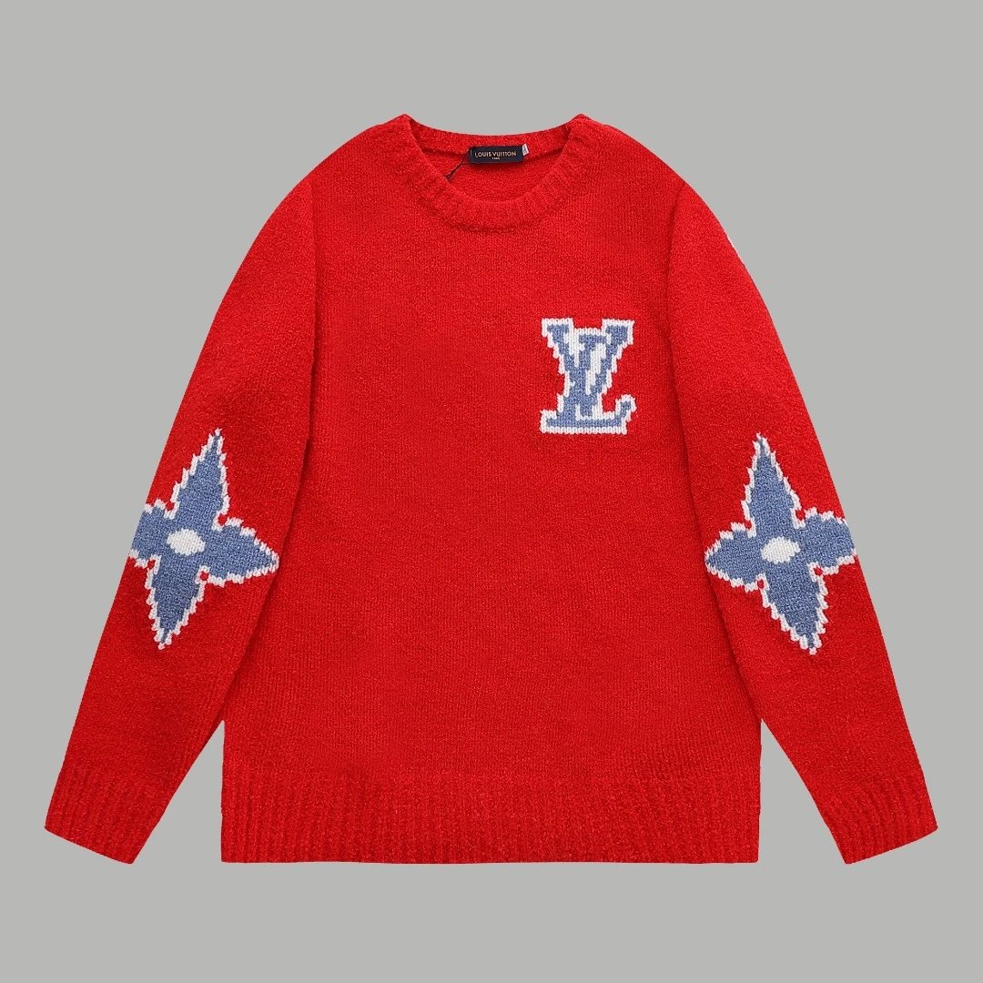 Louis Vuitton LV Sweater Ski Series Seahorse Hair Pearl Round Neck Sweater Long Sleeve Pullover Unisex Thickened Top Versatile Casual Coat Lazy Style OS Loose fit