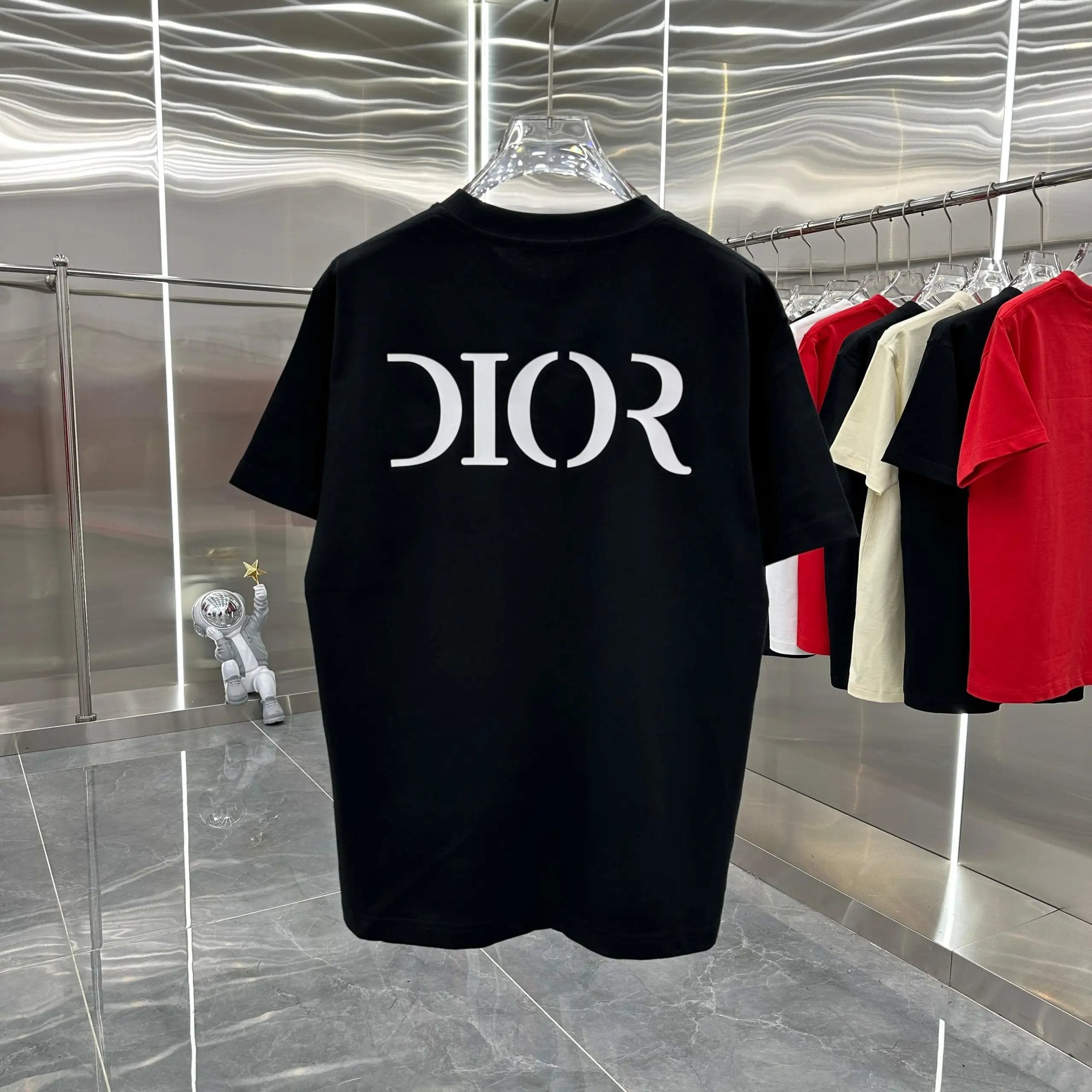 Dior T-shirt Silicone Alphabet logo round Neck Short Sleeve25ss New Pure Cotton Unisex Style T T-shirt OS Loose Fit Base Shirt Top Half Sleeve T-Shirt