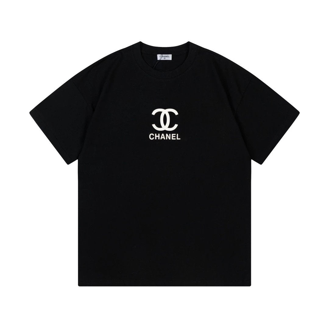 Chanel T-shirt New Custom270g Double Yarn Pure Cotton Fabric Three-Dimensional Silicone Letters logo Men's and women's same style short sleeve T T-shirt
Color:Black/White
Size:XS-L