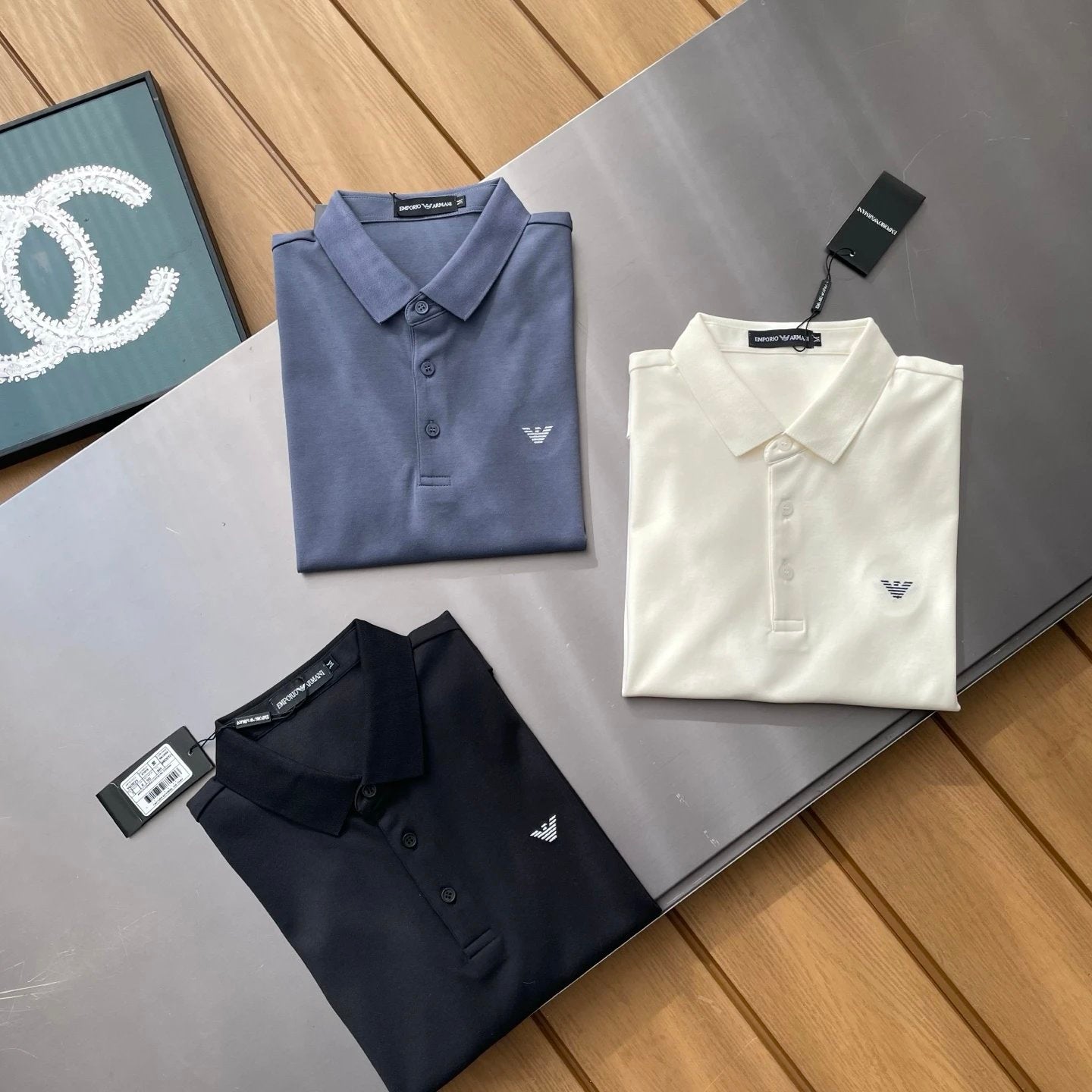 Armani T-shirt Chest Logo logo Embroidery POLO Shirt Lapel Short Sleeve25ss New Unisex Summer Short Sleeve OS Loose T Business Half Sleeve Shirt Plus Size T-Shirt