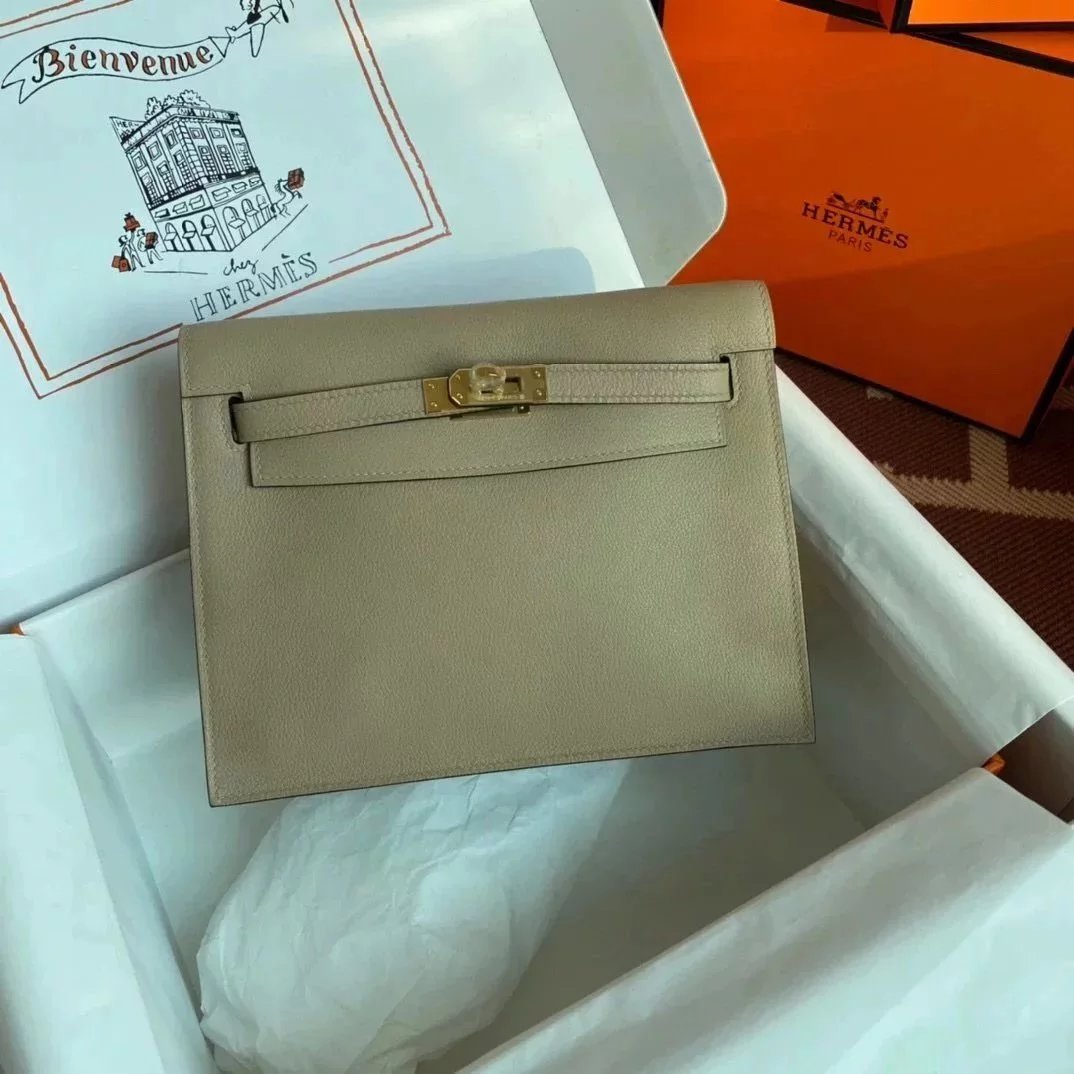 Hermes women's bag Top version 【H Handmade】Women's Bag KellyDanSe22cmevercolor Leather Imported Beeswax Thread Clutch Backpack Waist Bag Shoulder Messenger Bag Gold and Silver Buckle