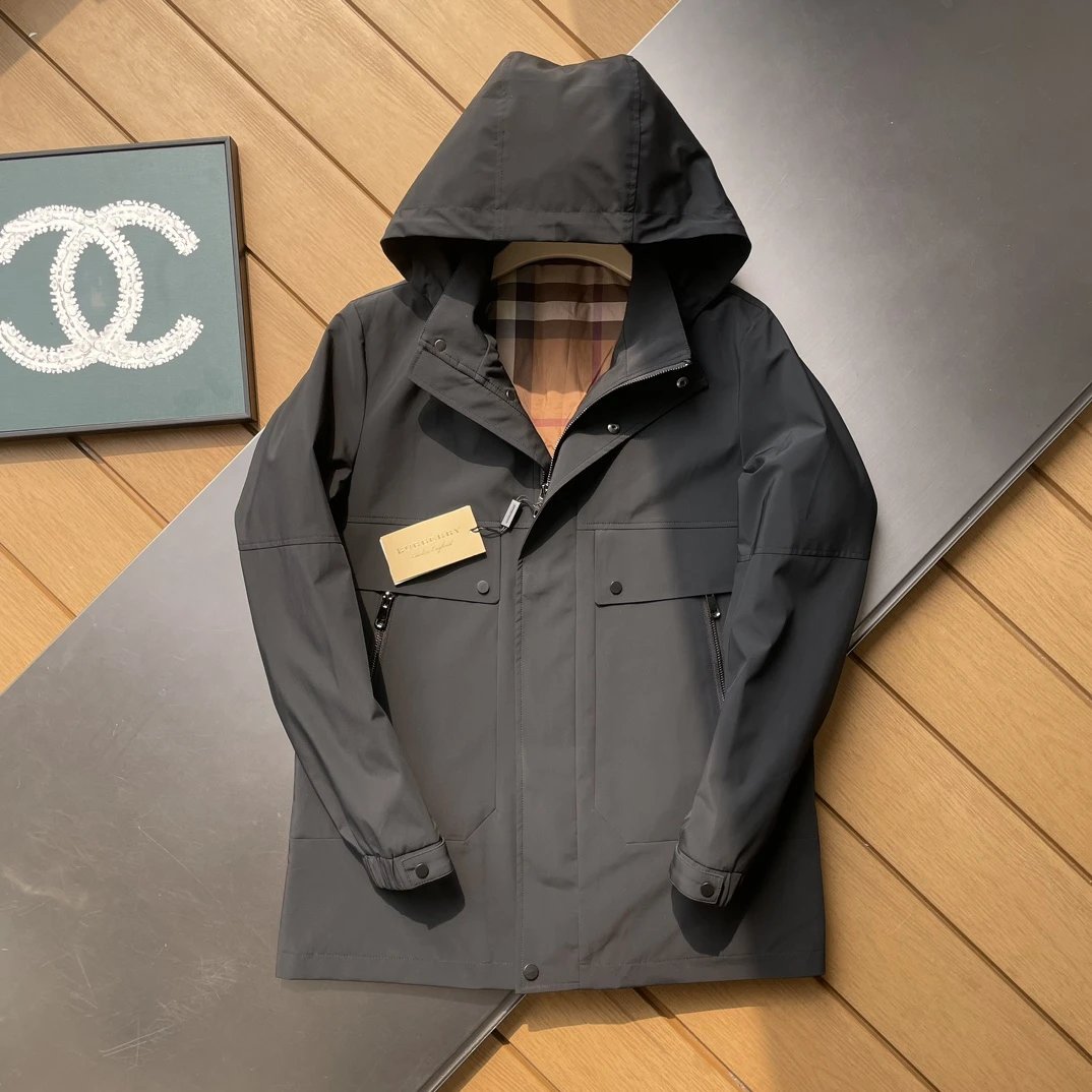Burberry Jackets Detachable Hood Business Casual Mid-Length Trench Coat Unisex Autumn Winter New Sports Casual Loose Versatile