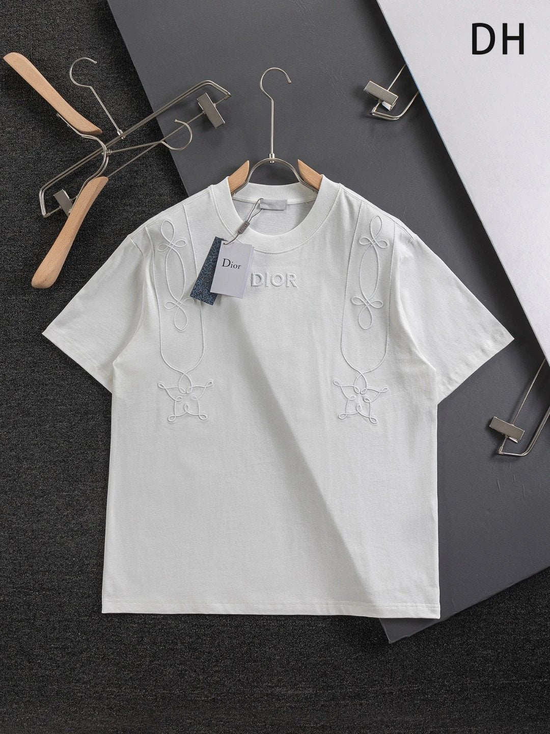 Dior T-shirt Chest Letter Patchwork Double Shoulder Floral Pattern Five-Pointed Star Embroidery logo round Neck Short Sleeve25ss New Pure Cotton Unisex Style T T-shirt OS Loose Fit Base Shirt Half Sleeve T-Shirt Top Half Sleeve