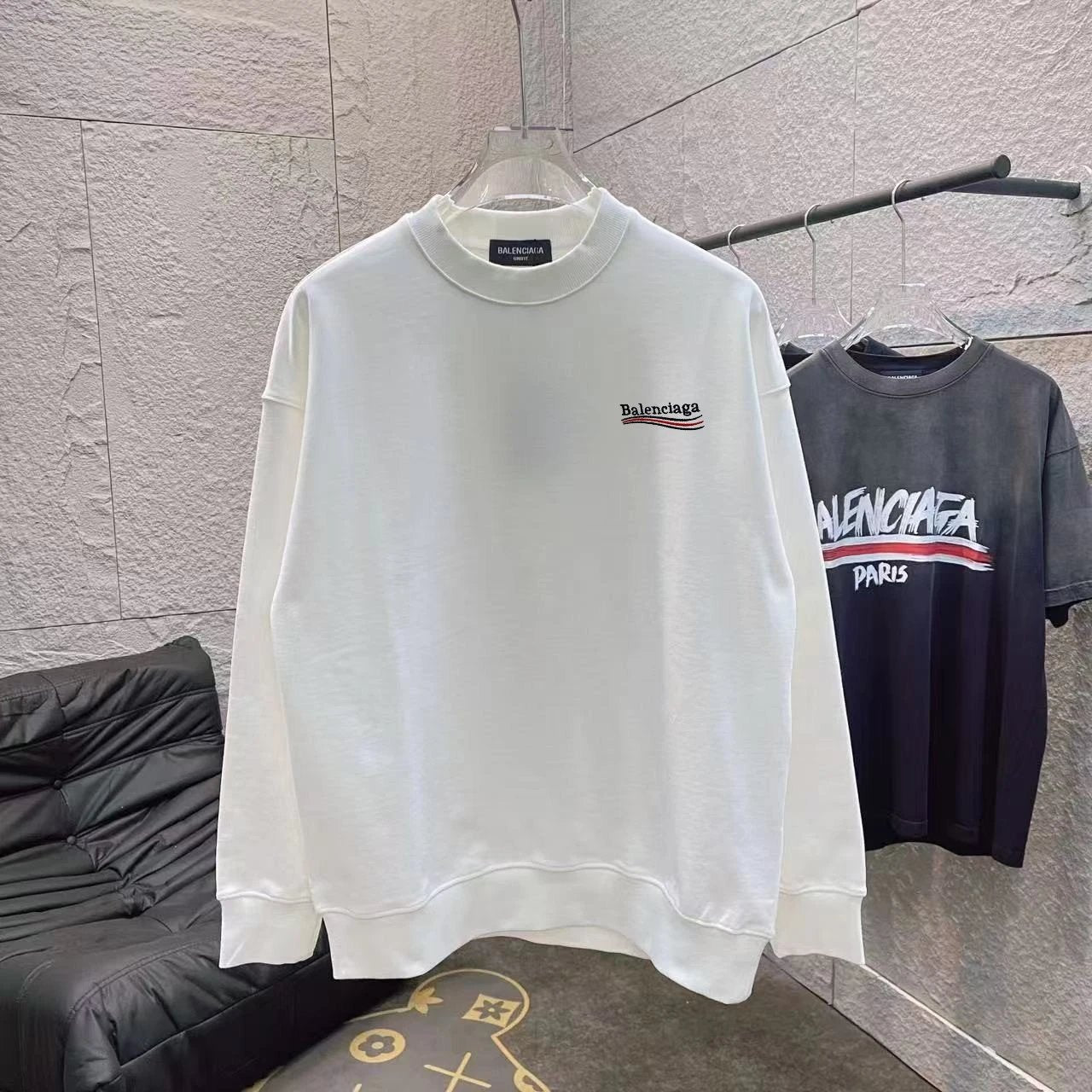 Balenciaga Hoodie Letters logo Round Neck Sweatshirt Casual Loose Pullover Terry Sportswear os Unisex Fit Top Inner Layer24ss Autumn and Winter New Products