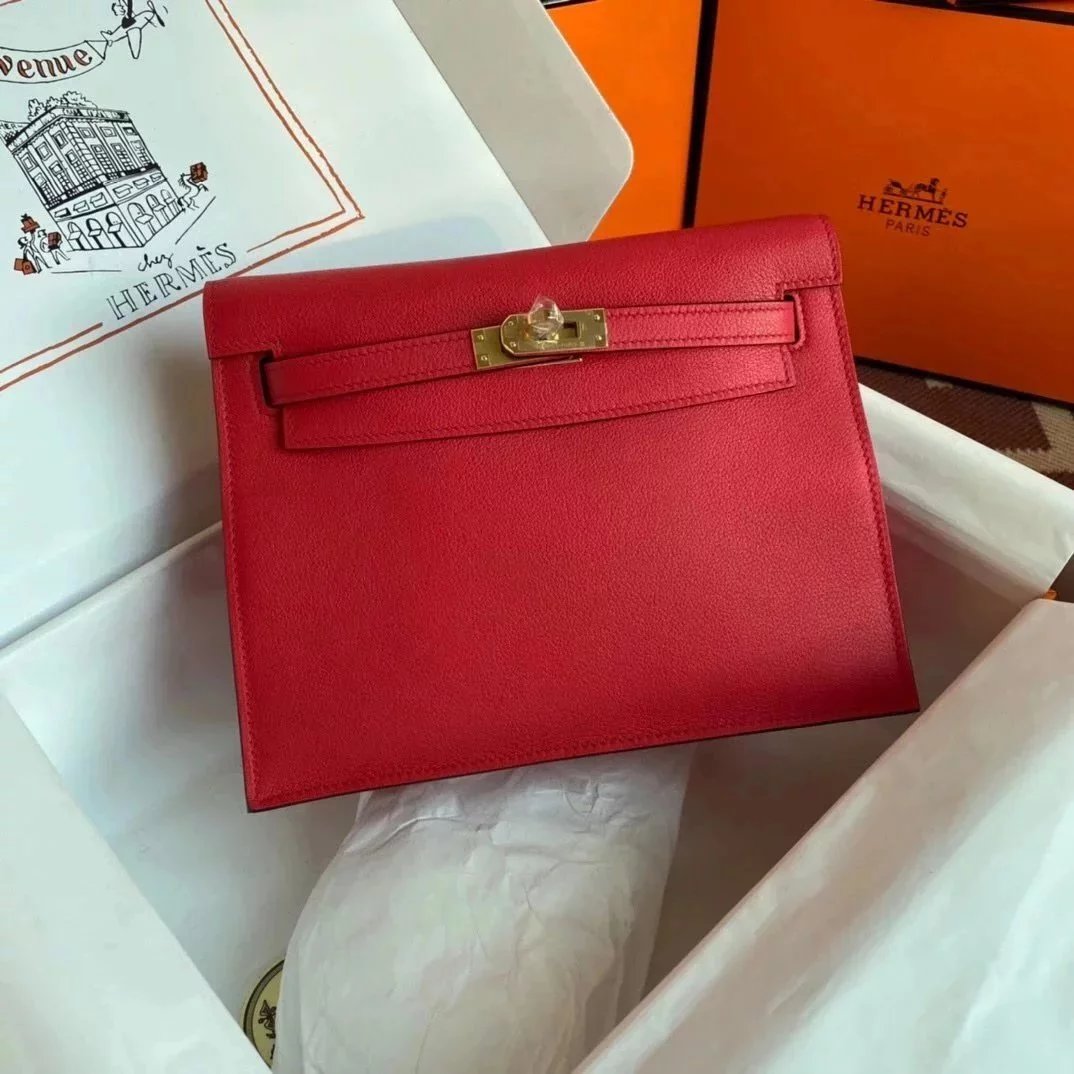 Hermes women's bag Top version 【H Handmade】Women's Bag KellyDanSe22cmevercolor Leather Imported Beeswax Thread Clutch Backpack Waist Bag Shoulder Messenger Bag Gold and Silver Buckle