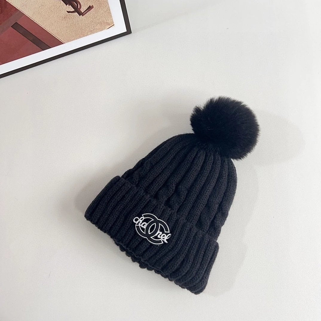Chanel Hat High Quality Hat2024Autumn and Winter New Twist Hair Ball Woolen Cap,Designed for Men and Women