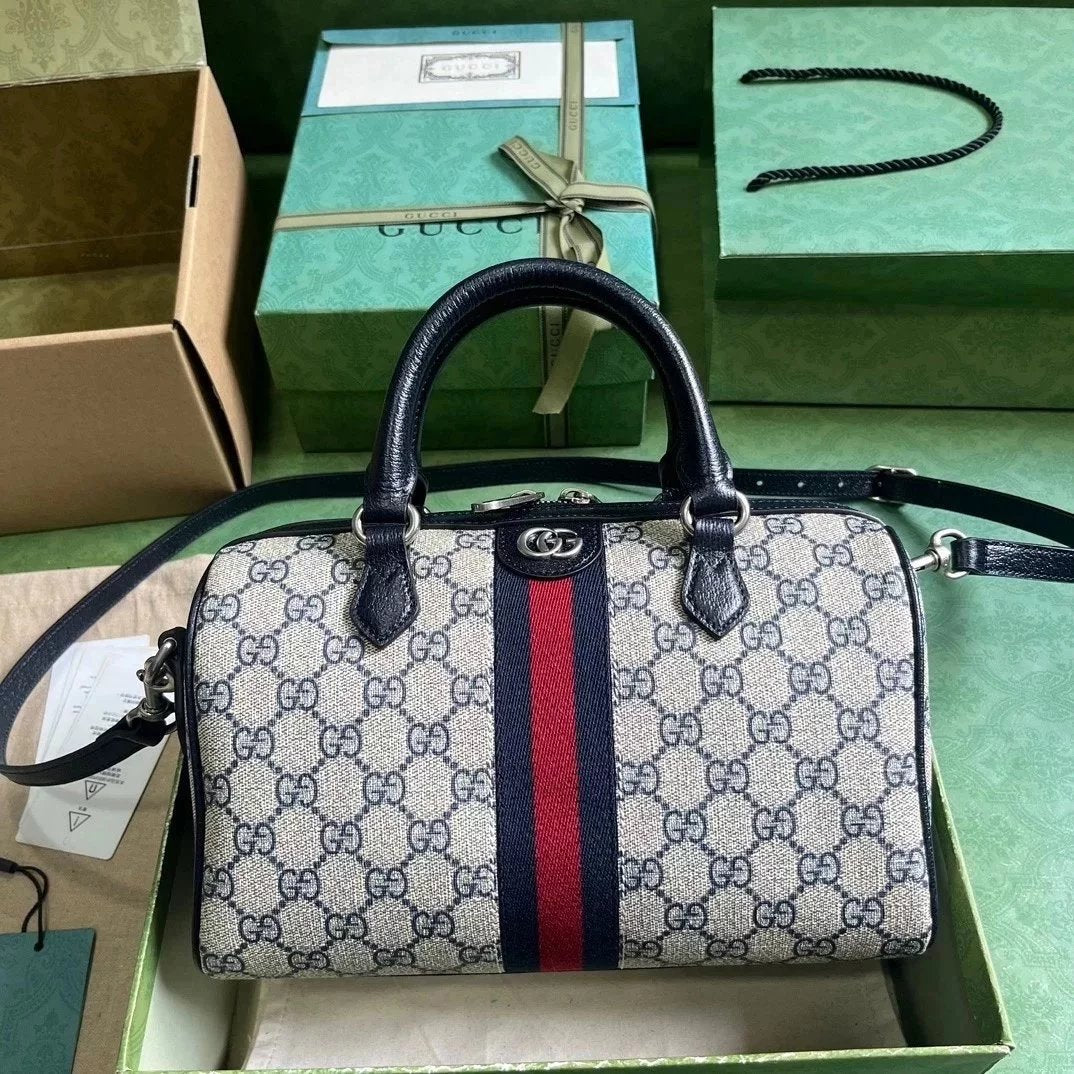 Gucci Women's Bag Top version 【**Original Factory】New Ophidia Series Boston Bag Mini Small Sized Handbag Messenger Bag Shoulder Bag Mini Bag Small Backpack772053,772061