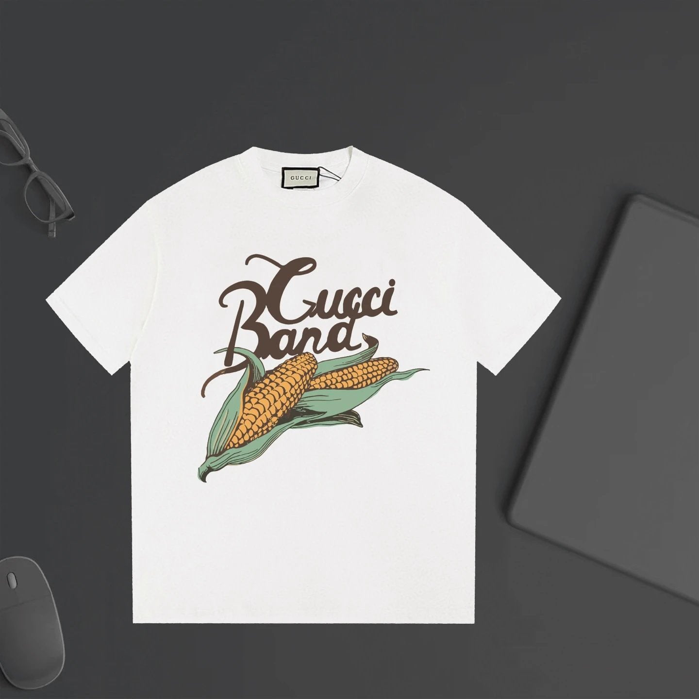 Gucci T-shirt Cornflower Print on the Chest logo round Neck Short Sleeve25ss New pure cotton T Unisex T-Shirt OS Loose Fit Base Shirt Top Half Sleeve T-Shirt