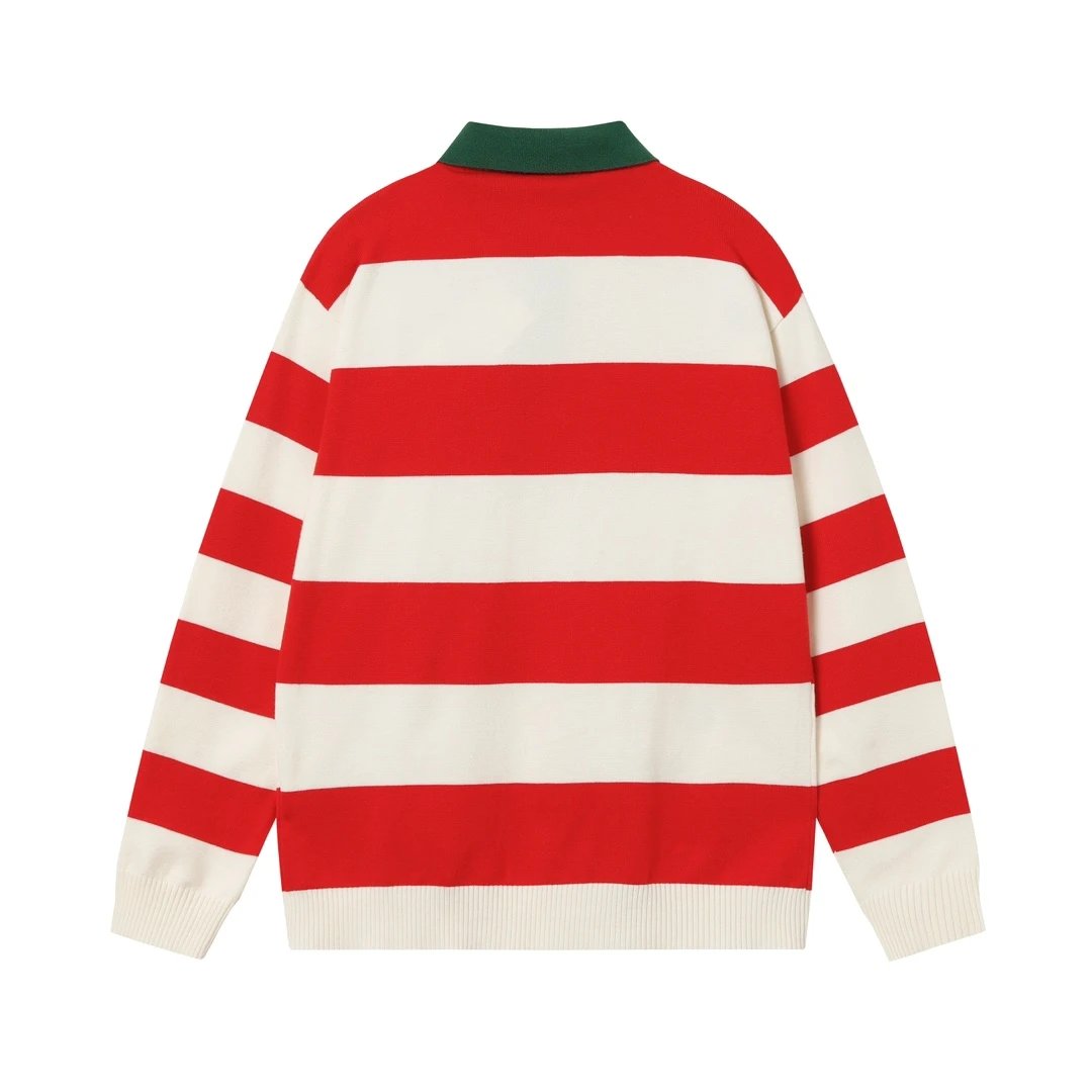 Gucci Sweater Knitting logo Jacquard Embroidered Striped Crew Neck Sweater Long Sleeve Pullover Thickened Lazy Style OS Loose Fit Unisex Knit Top Jacket Versatile Casual Wearable Inside and Outside