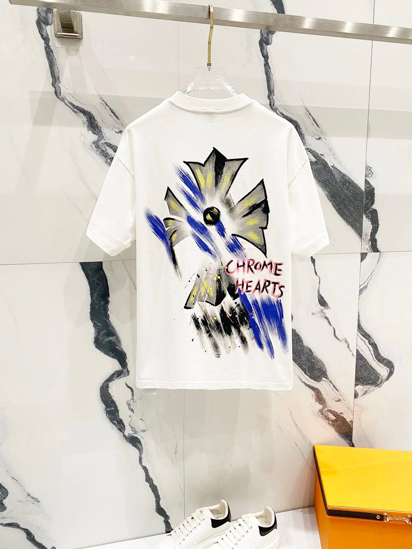 Chrome Hearts T-shirt Front and Back Graffiti Sanskrit Print logo round Neck Short Sleeve25ss New Pure Cotton Unisex Style T Casual T-Shirt Base Layer Shirt OS Loose Fit Half Sleeve Top Plus Size