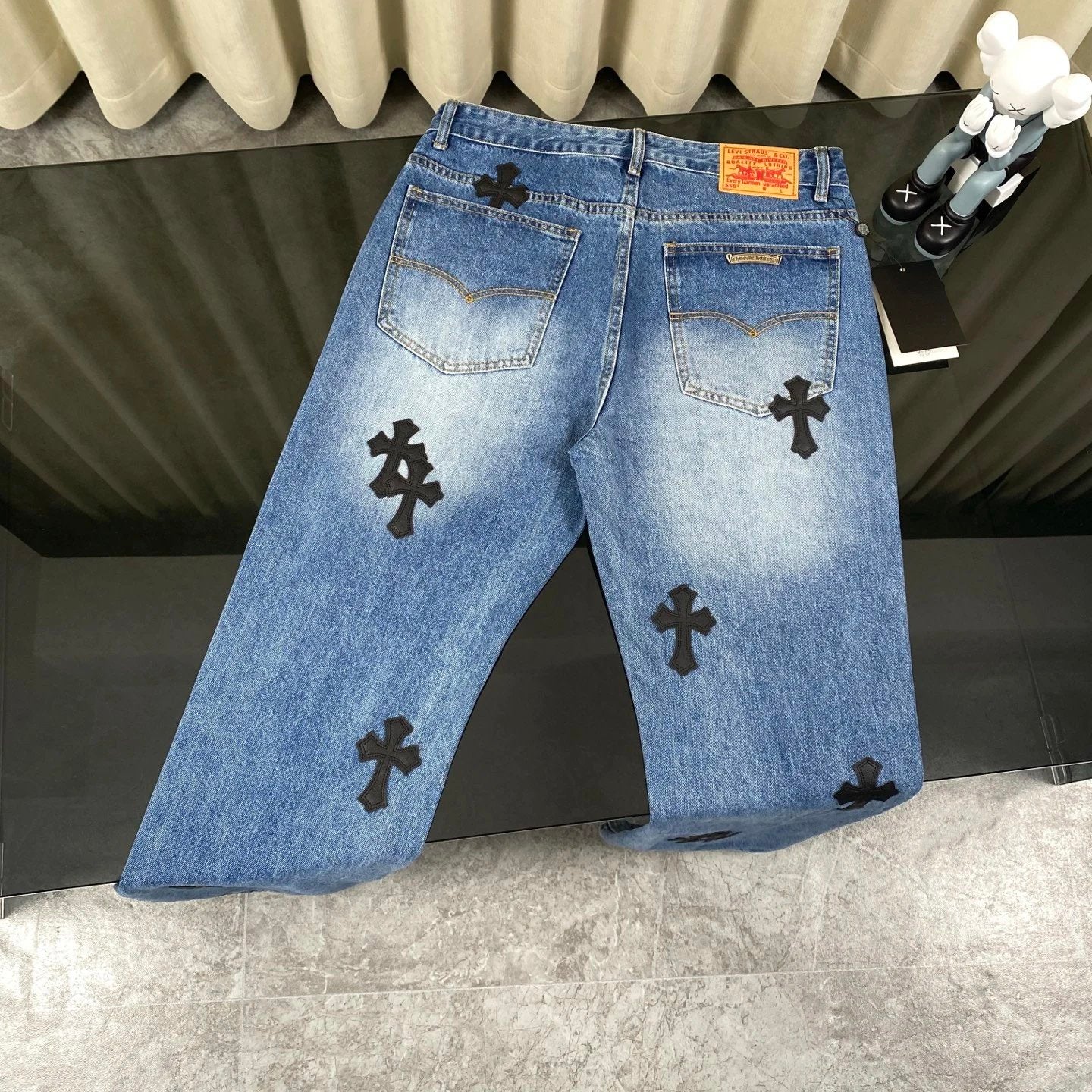 Chrome Hearts Jeans Patch logo25ss Spring Summer New Straight Slim Fit Jeans Unisex Loose Fit Long Pants