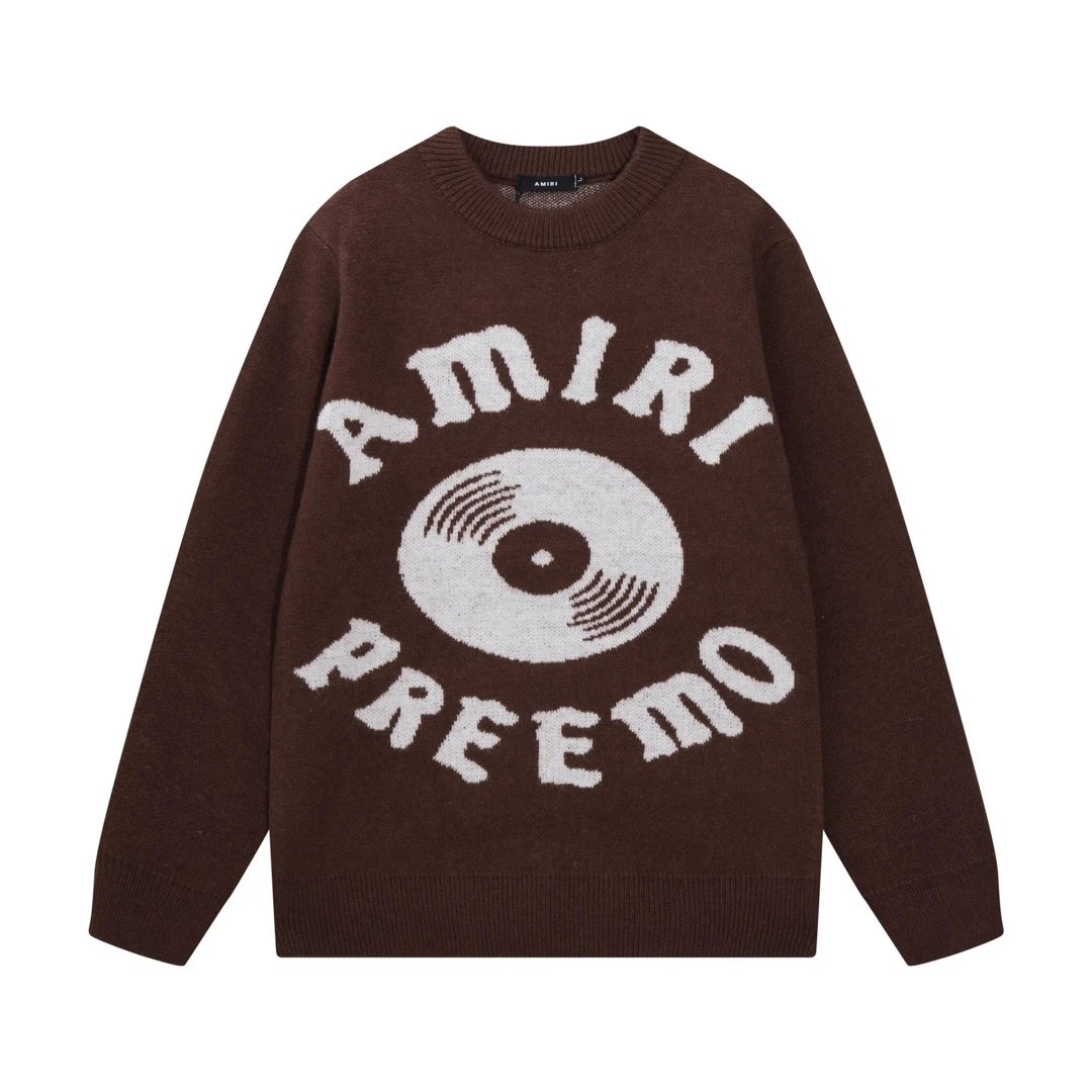 Amiri Sweater Classic logo Embroidered Jacquard Seahorse Wool Sweater Pullover Crew Neck Knitwear os Thickened Warm Loose Casual Knit Sweater Unisex Inner Layer24ss Autumn and Winter New Products