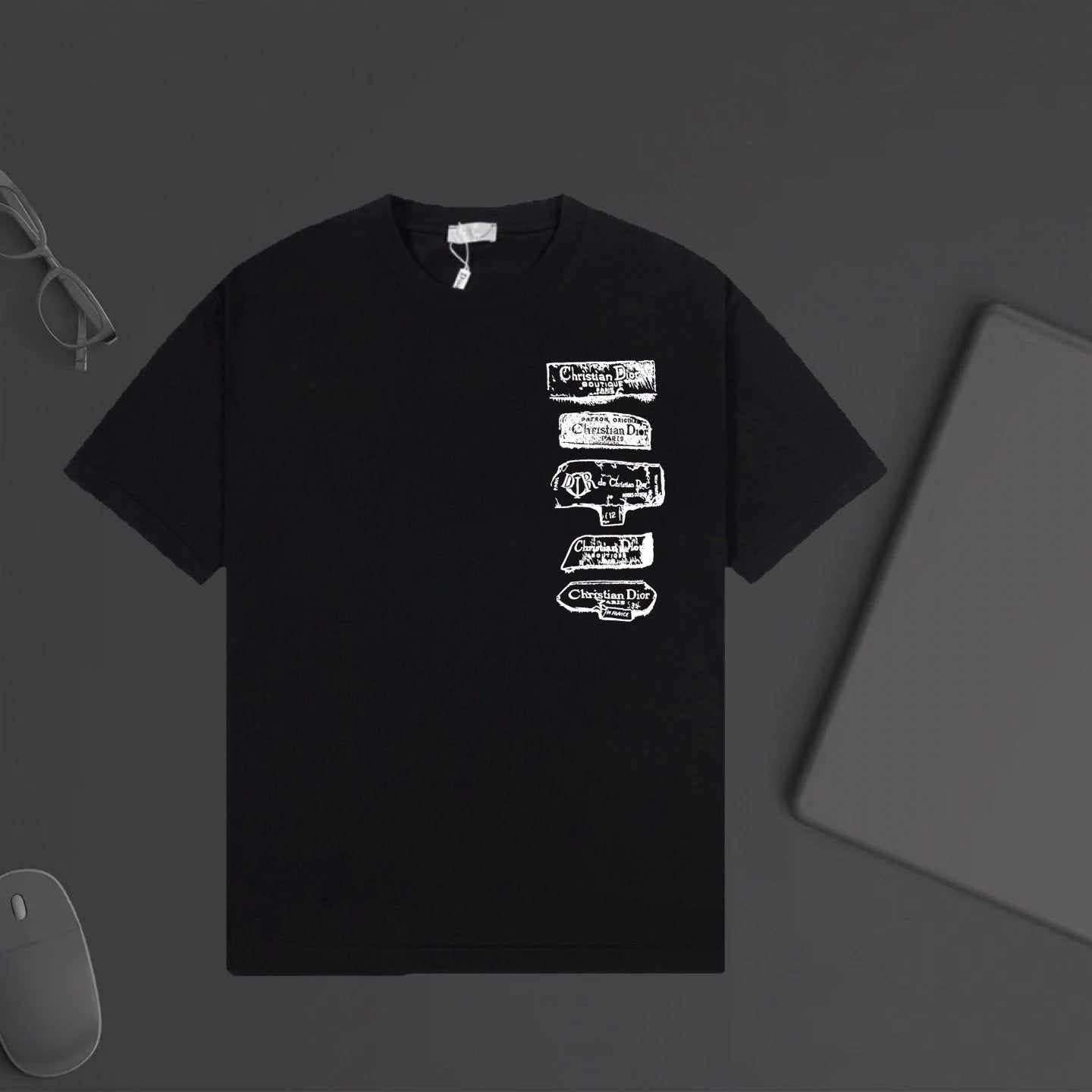 Dior T-shirt Chest Letter Print logo round Neck Short Sleeve25ss New pure cotton T Unisex T-Shirt OS Loose Fit Base Shirt Top Half Sleeve T-Shirt
