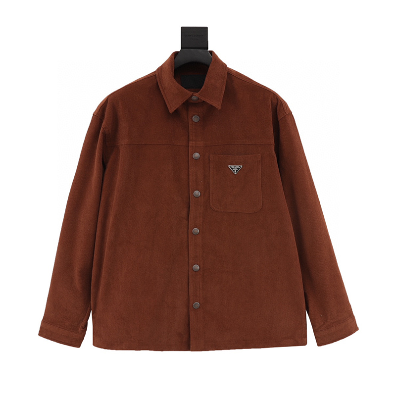 PRADA Shirt Corduroy Long-Sleeved Shirt Jacket for Men and Women