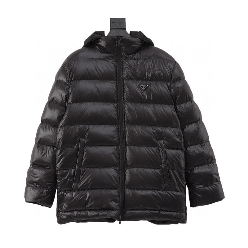 PRADA Down jacket Triangle Mark Nylon Bread Double-Sided Hooded down Jacket Men and Women Same Style