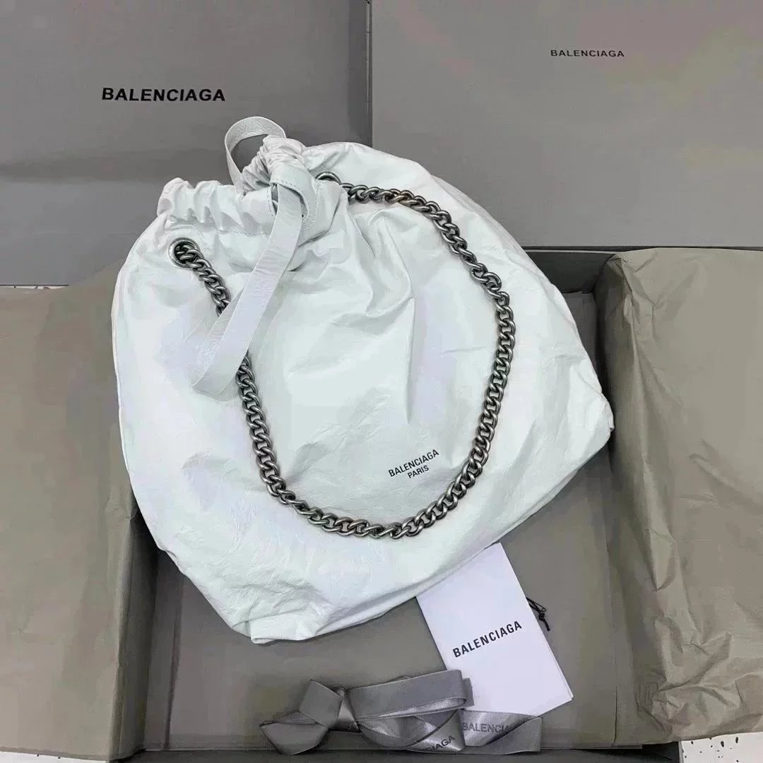 Balenciaga Bag Top version 【】In Stock Surrogate Shopping Grade New Crush Series Brand New Size Trash Garbage Bag Shopping Bag Drawstring Closed Garbage Pack Hobo Bag Casual Bag Backpack Messenger Bag Chain Bag Women's Bag Small Size25cm Large Size35cm