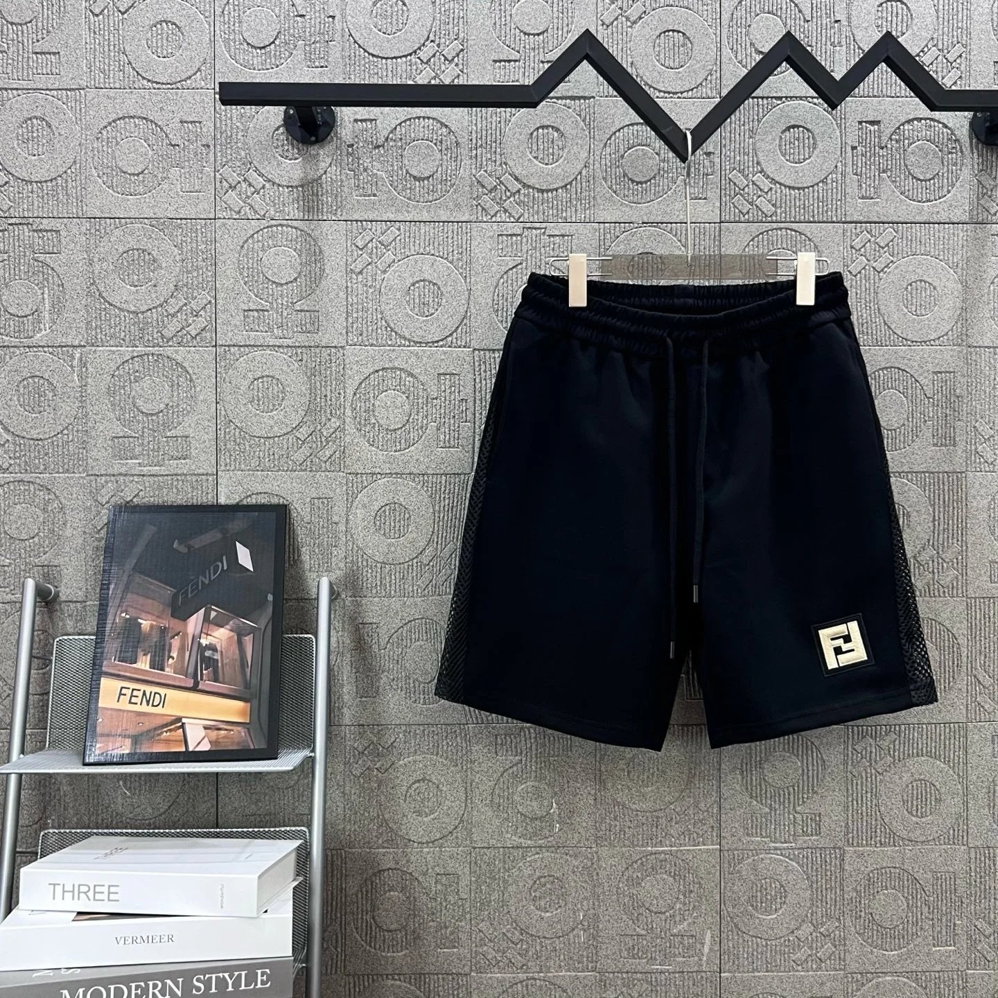 FENDl Shorts Front Body Double F Letter Embroidery logo Five-point Shorts25ss New Drawstring Casual Summer Pants American Style5Two-in-One Casual Sweatpants for Men and Women, Pure Cotton Joggers