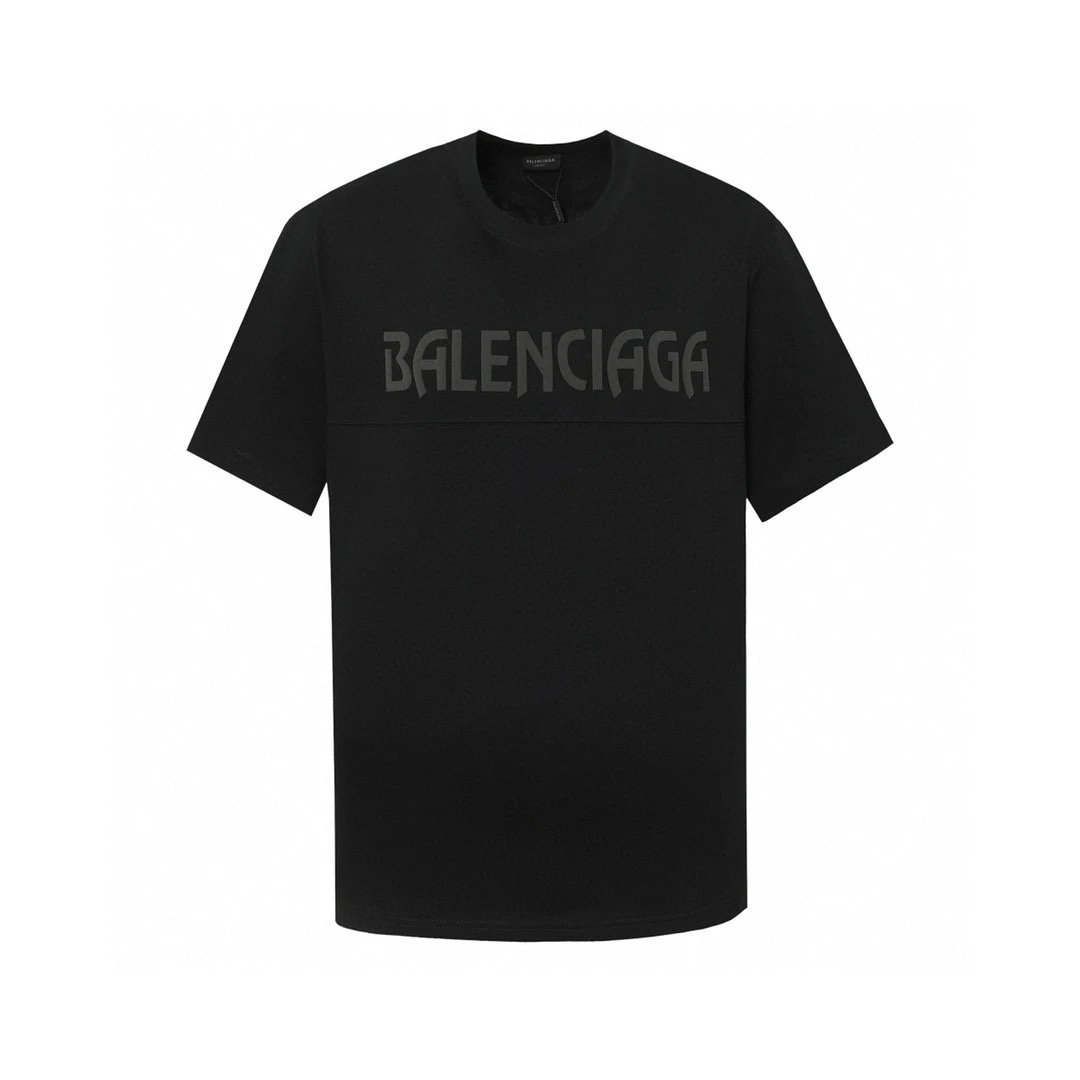 Balenciaga T-shirt 3D Foam Printed Patchwork Round Neck Short Sleeve25ss New Pure Cotton Unisex Style T T-shirt OS Loose Fit Base Shirt Short Sleeve T-Shirt Top