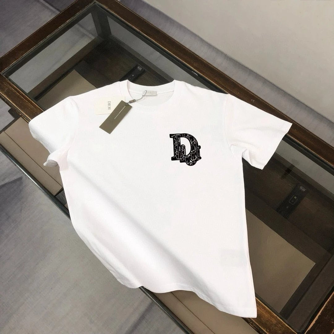 Dior T-shirt Chest D Letter Embroidery logo round Neck Short Sleeve25ss New pure cotton T Unisex T-Shirt OS Drop Shoulder Loose Fit Base Shirt Top T-Shirt Short Sleeve