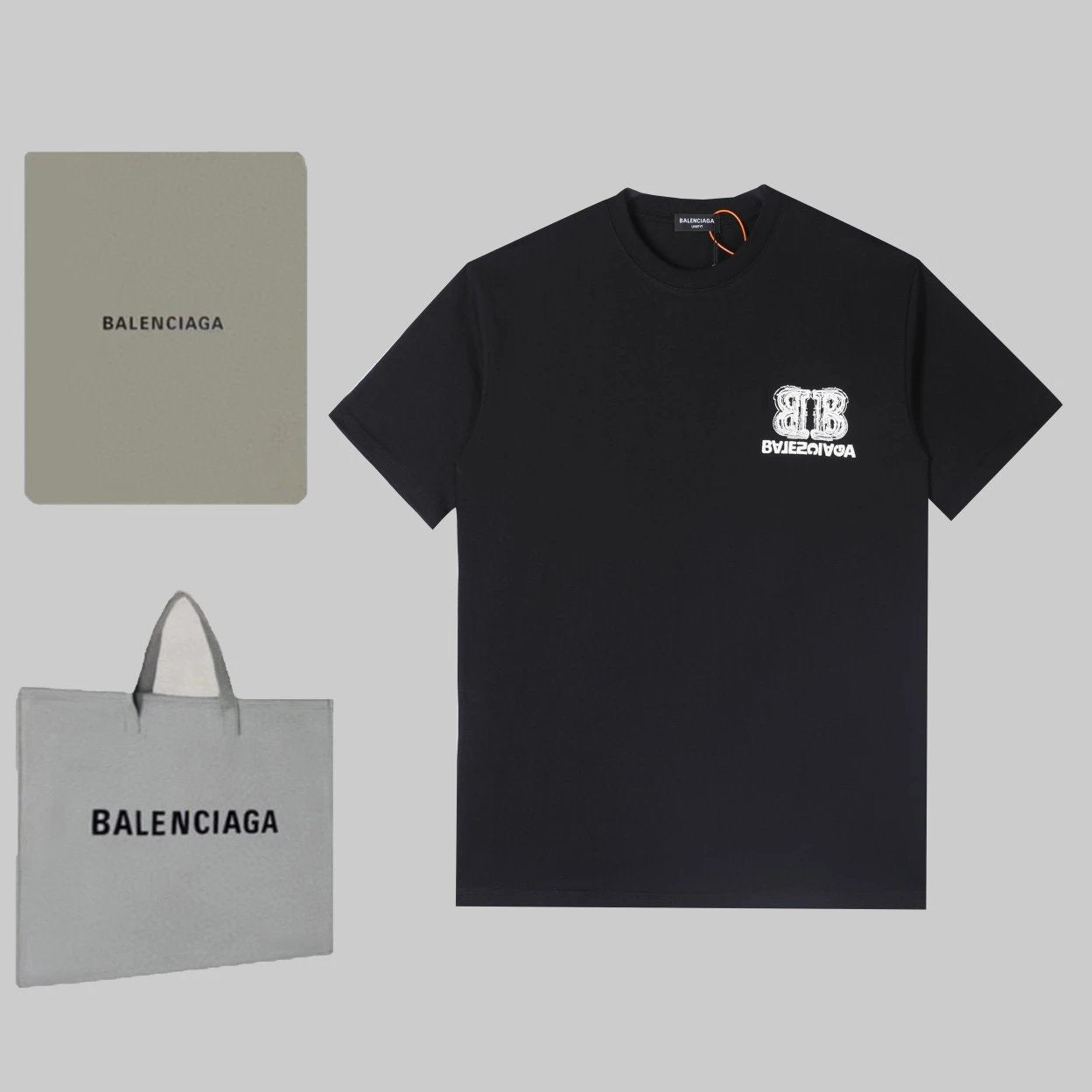 Balenciaga T-shirt Double Back B Printing logo round Neck Short Sleeve25ss New Pure Cotton Unisex Style T T-shirt OS Loose Fit Base Shirt Short Sleeve T-Shirt Top
