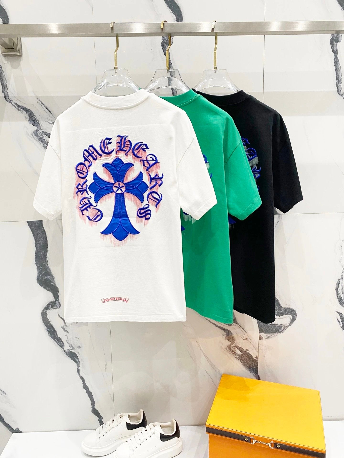 Chrome Hearts T-shirt Back Three-Dimensional Sanskrit Text Patch logo round Neck Short Sleeve25ss New Pure Cotton Unisex Style T T-shirt OS Loose Fit Base Shirt Half Sleeve T-Shirt Top Half Sleeve