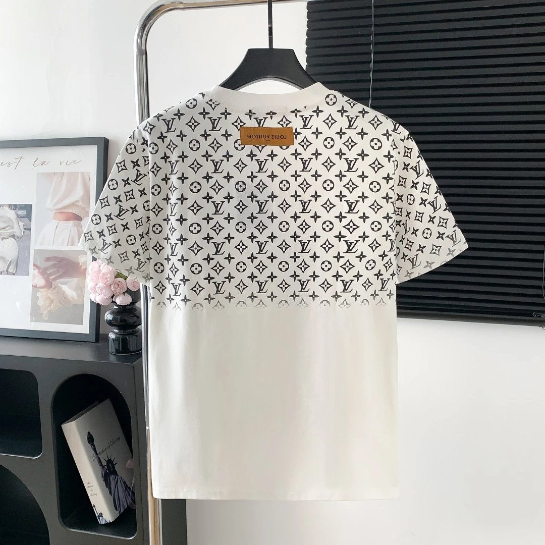 Louis Vuitton LV T-shirt Half-body Full Print Letter Jacquard logo round Neck Short Sleeve25ss New Pure Cotton Unisex Style T T-shirt OS Loose Fit Base Shirt Top Half Sleeve T-Shirt
