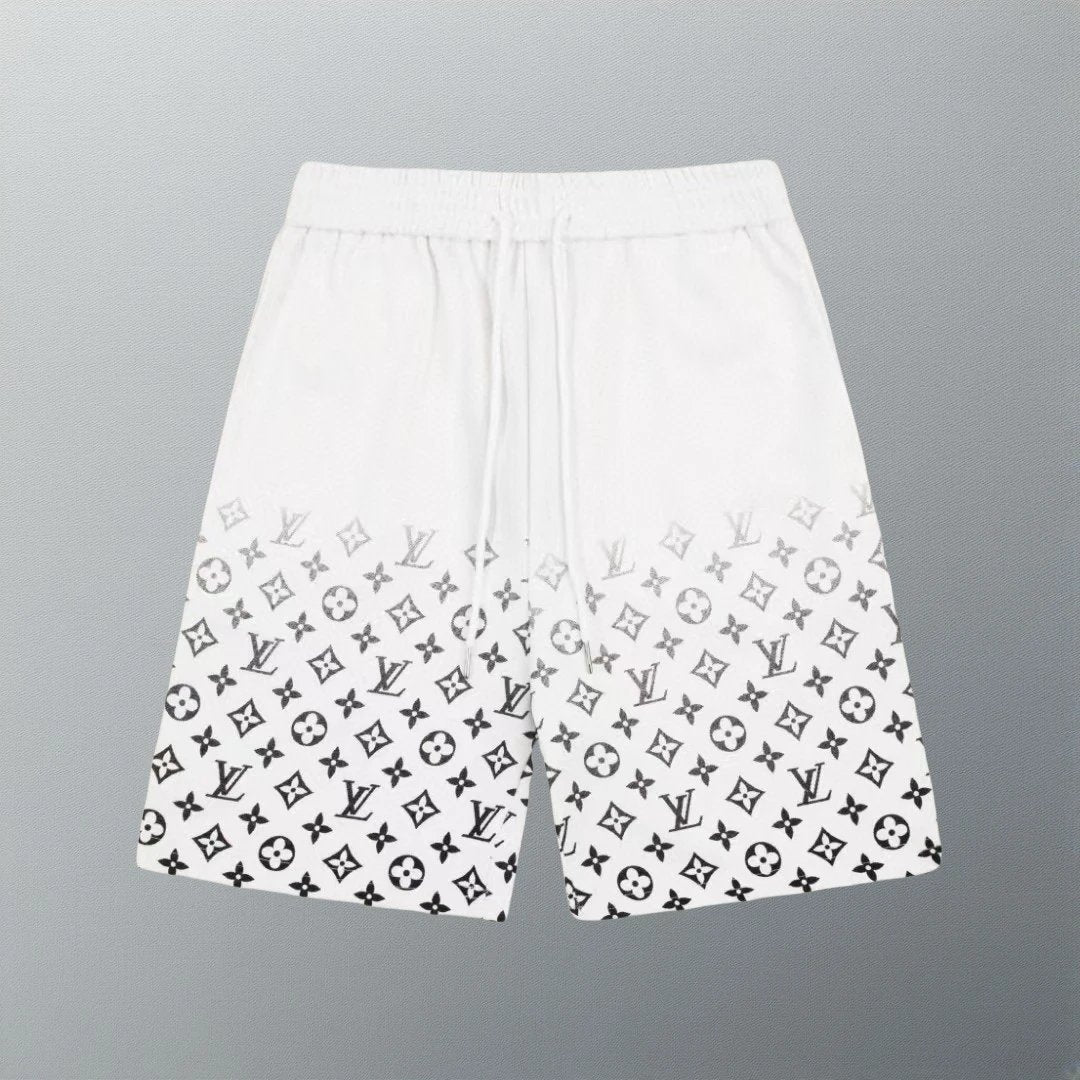 Louis Vuitton LV Shorts Full Gradient Vintage Floral Print logo Five-point Shorts25ss New Drawstring Casual5Two-Piece Casual Sweatpants Summer Pants Unisex Pure Cotton Sweatpants