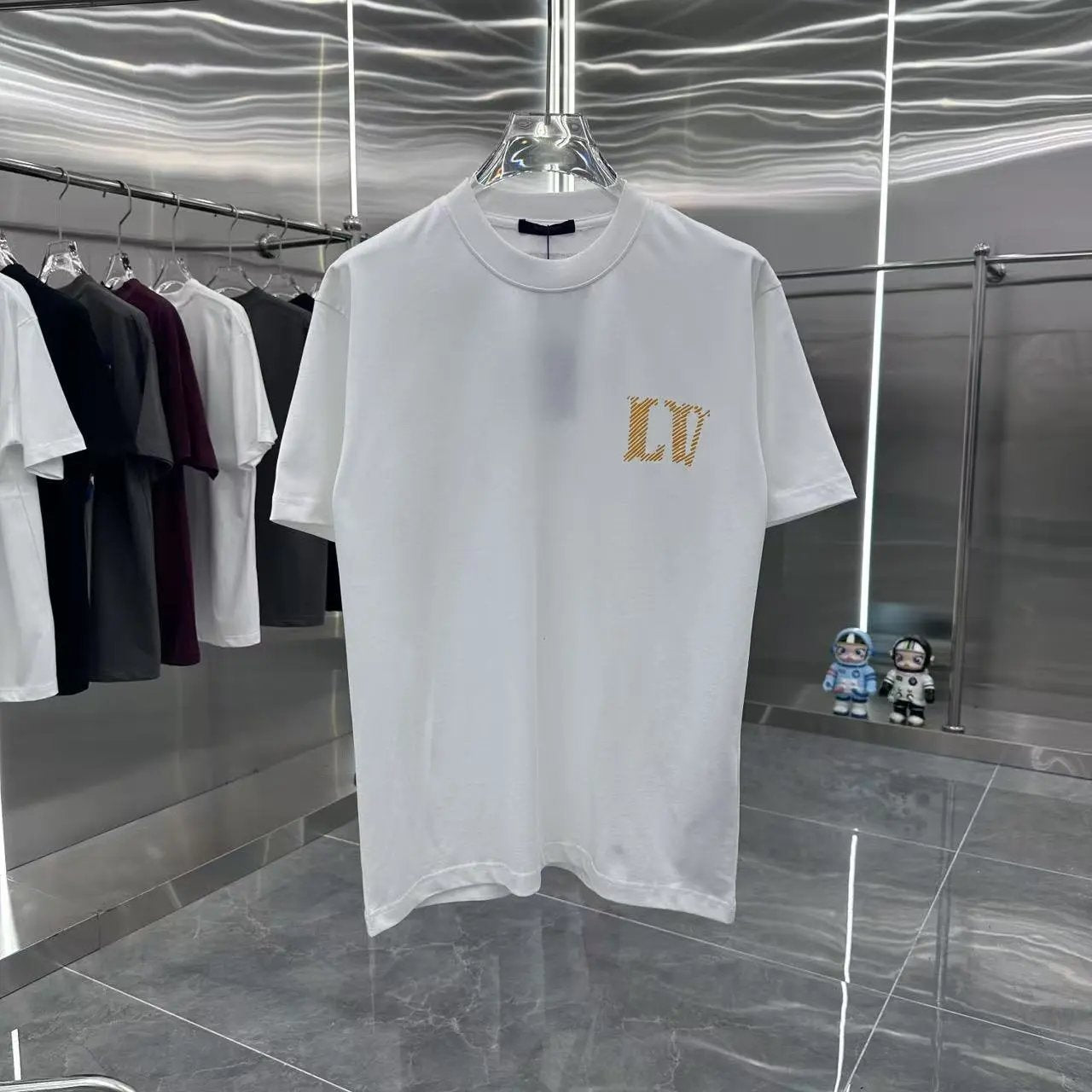 Louis Vuitton LV T-shirt Back Flocking White Ink logo round Neck Short Sleeve25ss New Pure Cotton Unisex Style T T-shirt OS Loose Fit Base Shirt Half Sleeve T-Shirt Top Half Sleeve