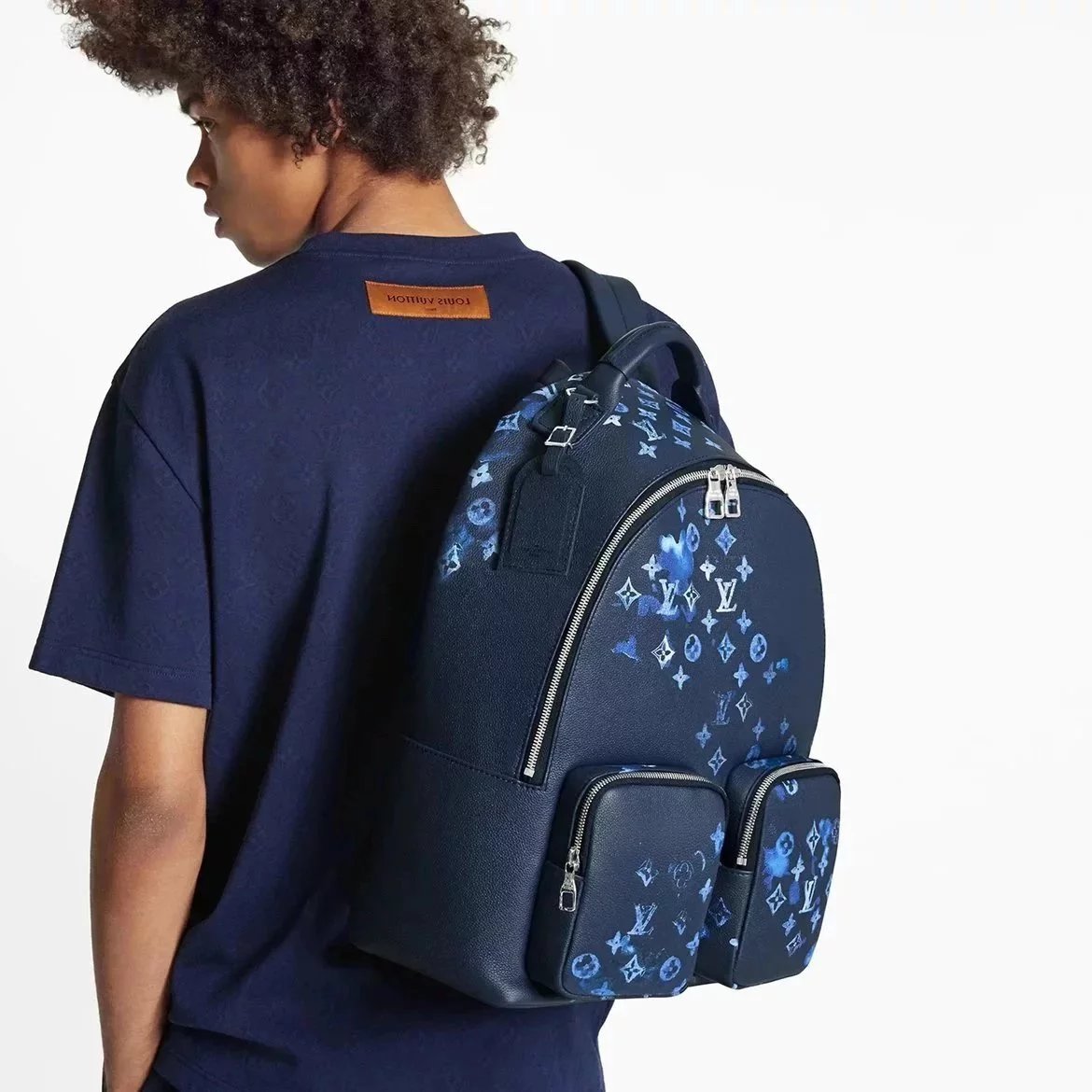 Louis Vuitton LV Backpack Top version Old Factory Original Leather Hardware Backpack M57841Ink Blue Li Mi Cowhide Leather School Bag Multi-Purpose Handbag for Men Computer Bag Men's and Women's Bags Backpack Business Casual Bag Travel Bag Hiking Backpack