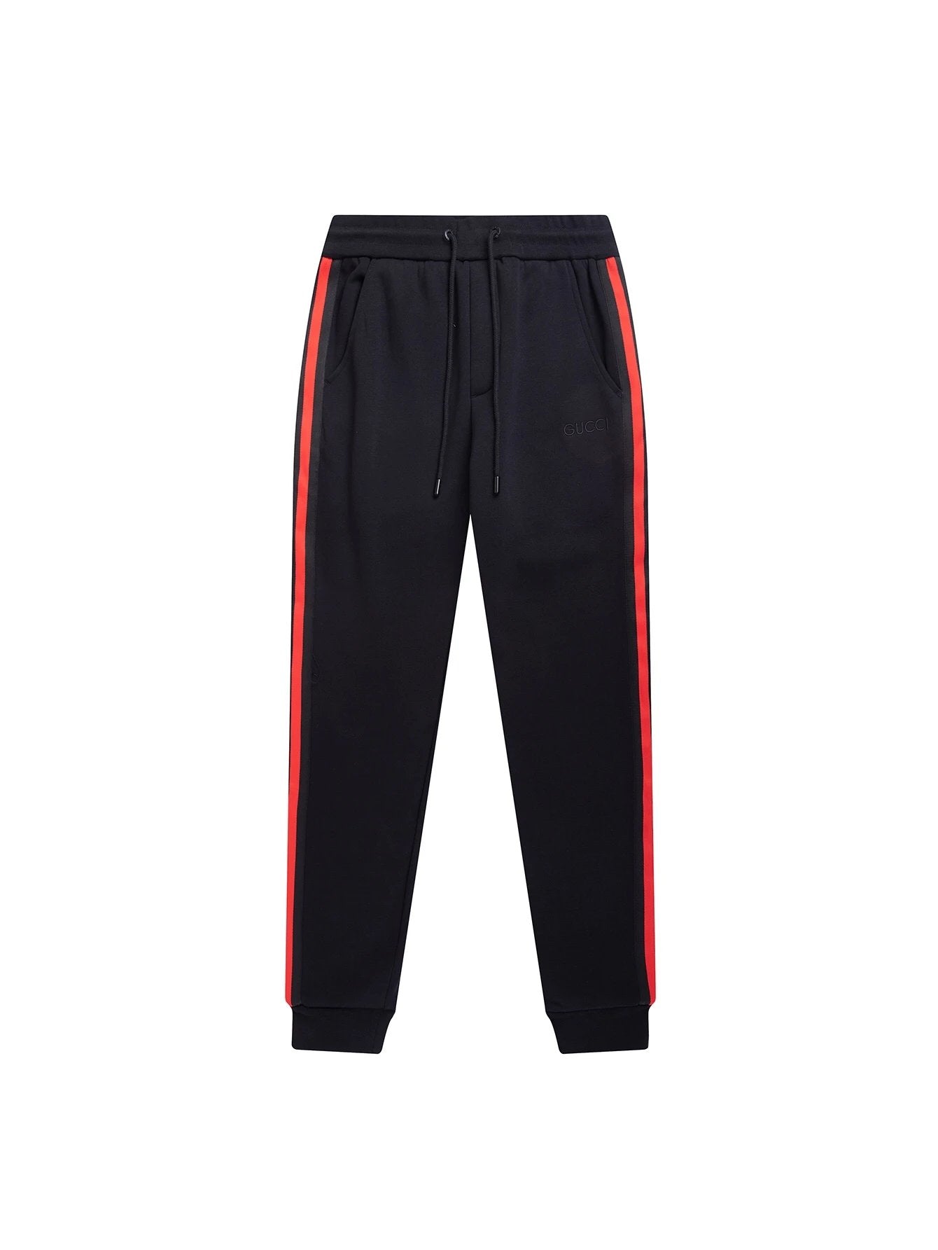 Gucci Sweatpants Fleece-lined Thick Side Ribbon Fleece-lined Thick Casual Trousers Men's and Women's Same Long Pants