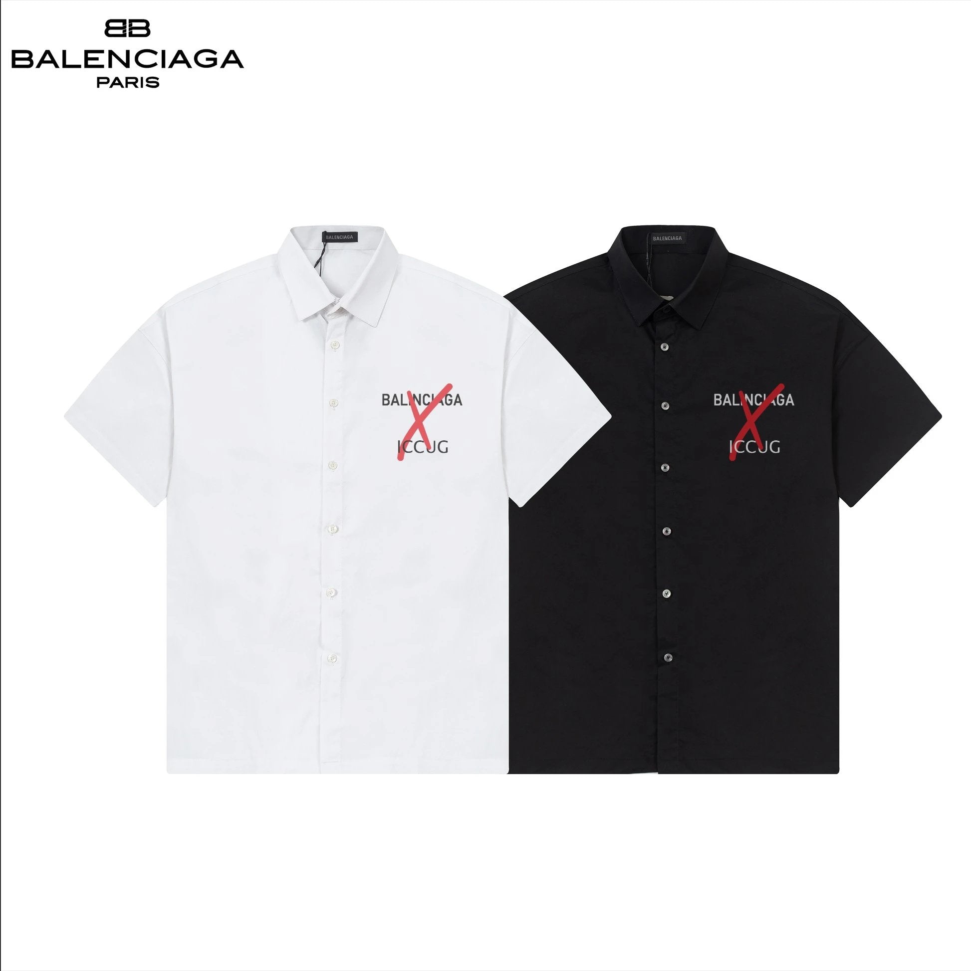 Balenciaga Shirt Classic Logo Printed Turn-down Collar Short Sleeve Shirt Unisex Versatile Business Casual Slim Fit Jacket