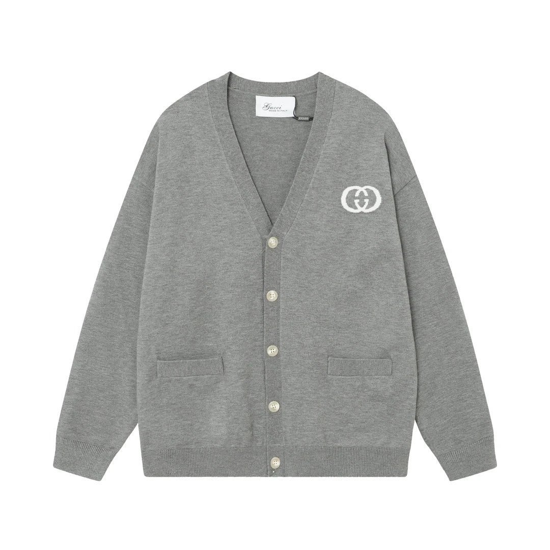 Gucci Sweater Embroidered Solid Color V Long Sleeve Knit Cardigan Sweater Coat Unisex