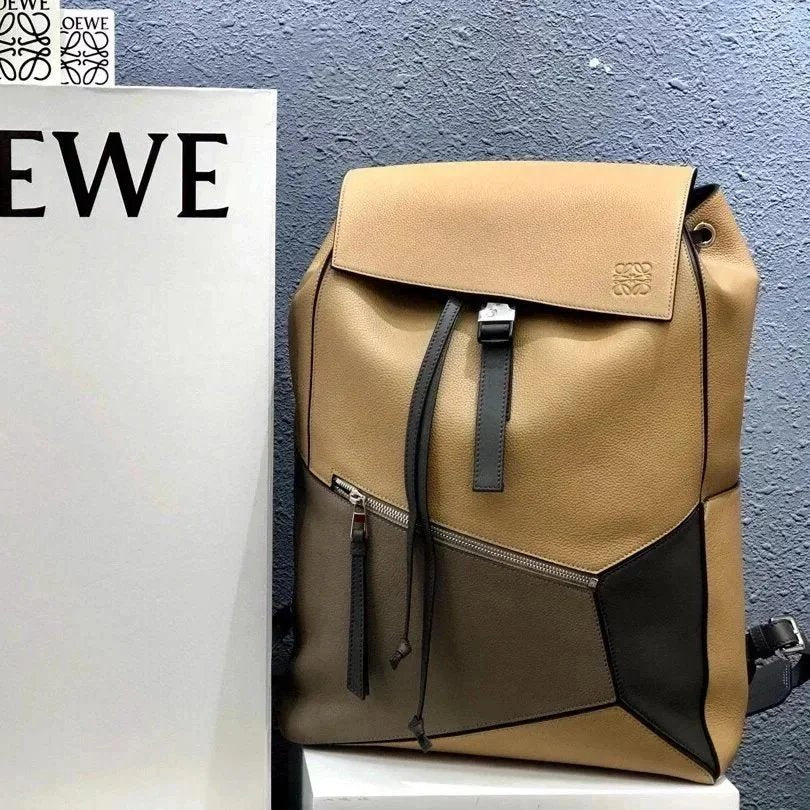 LOEWE Backpack Top version 【Premium Version】puzzlebackpack Series Leather Patchwork Genuine Goods Calfskin Backpack Unisex Backpack Bag Backpack Schoolbag Travel Bag