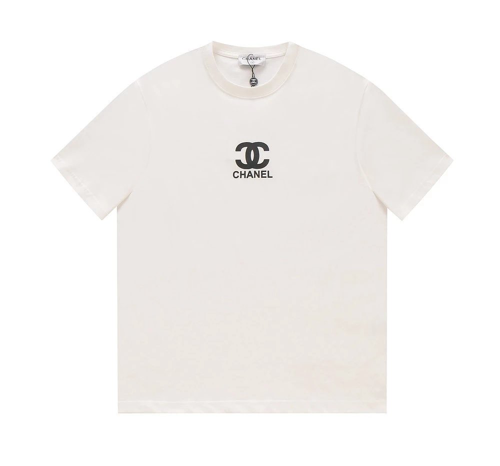 Chanel T-shirt Spring and Summer New Front and Rear Adhesive Letters LOGO Pattern Short Sleeve T T-shirt,Adopt240Gram32Double Yarn Fabric,Soft and Delicate,Soft and Comfortable,Moderate Thickness,Not Easy to Deform,Three Standard Complete,Loose design,Sim