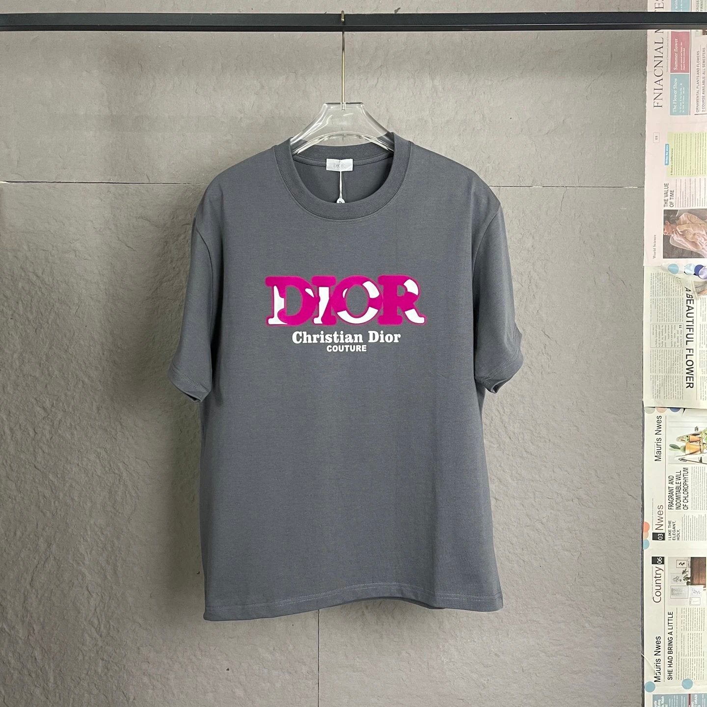 Dior T-shirt Front Color-Block Letter Print logo round Neck Short Sleeve25ss New pure cotton T Unisex T-Shirt OS Loose Fit Base Shirt Top Half Sleeve T-Shirt